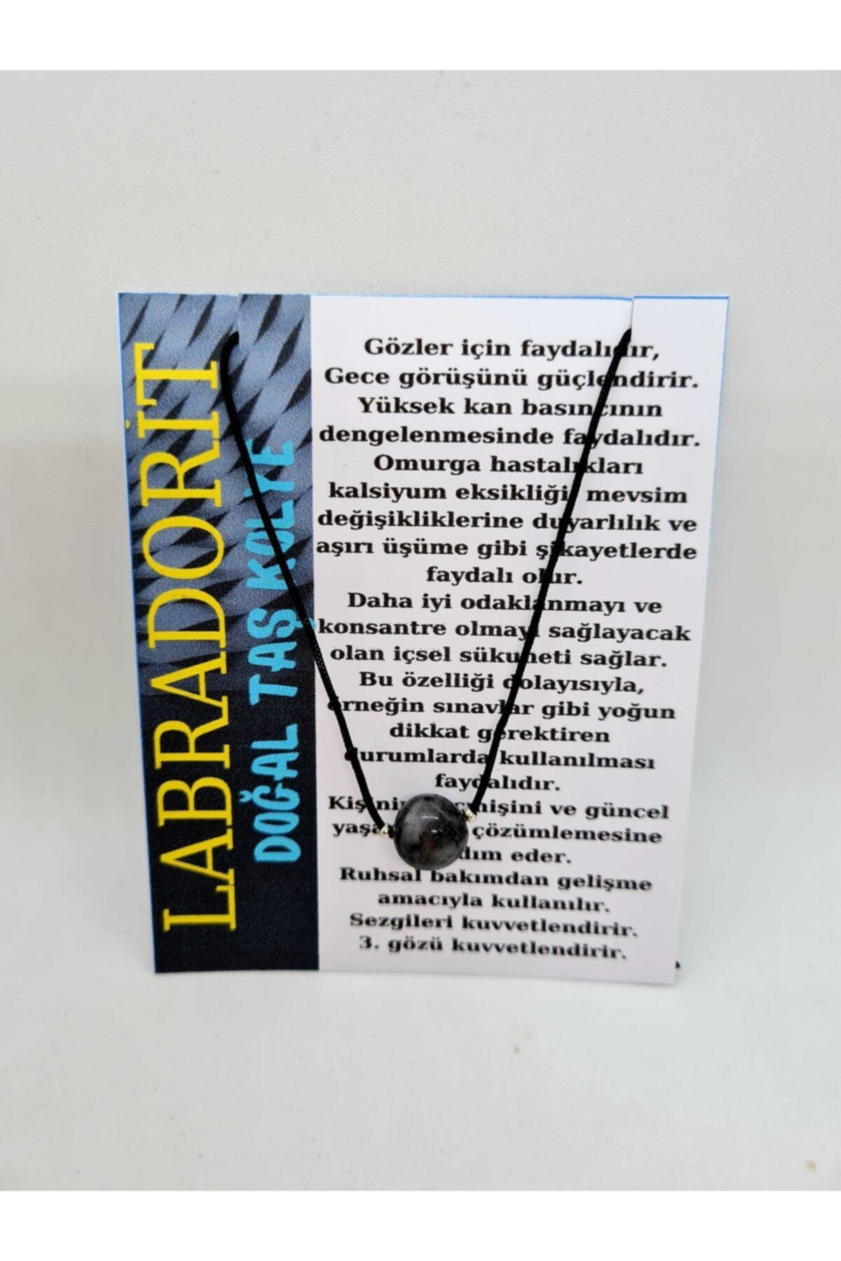 Sertifikalı Labradorit Doğal Taş Kolye Ayarlanabilir Orijinal Doğ