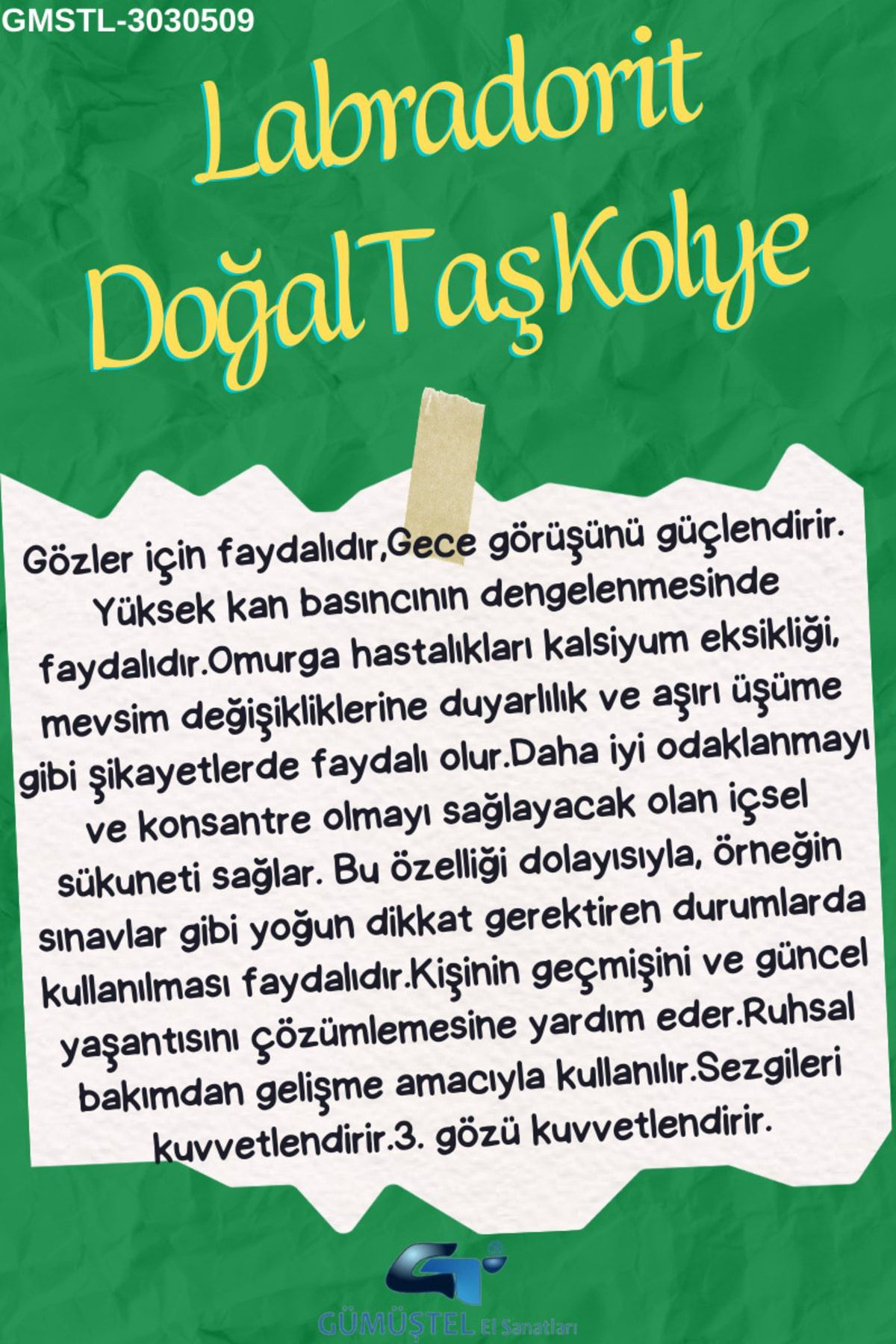 Sertifikalı Labradorit Orijinal Doğal Taş Tımbıl Kolye Aaa Kalite