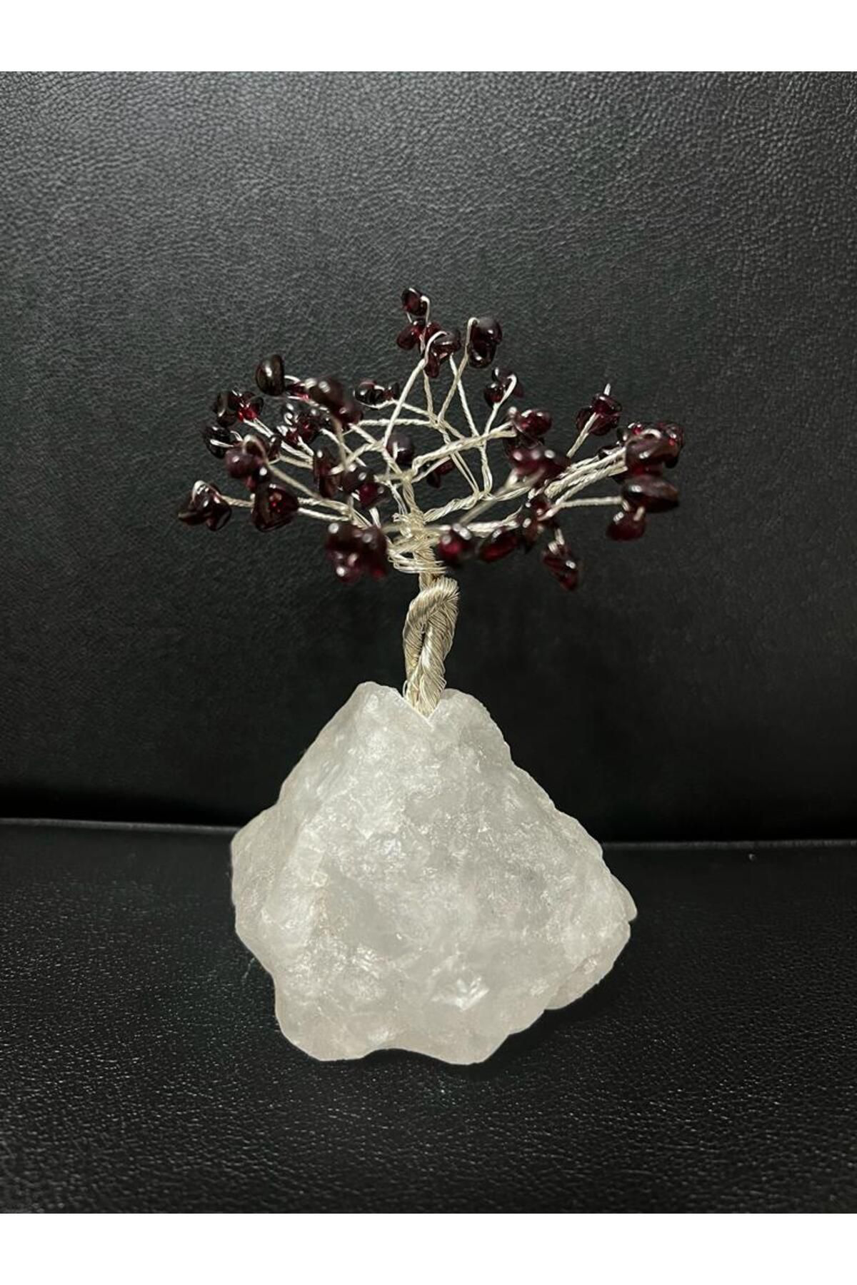 Sertifikalı Lal (Garnet) Orijinal Doğal Taş Hayat Ağacı Biblo El 