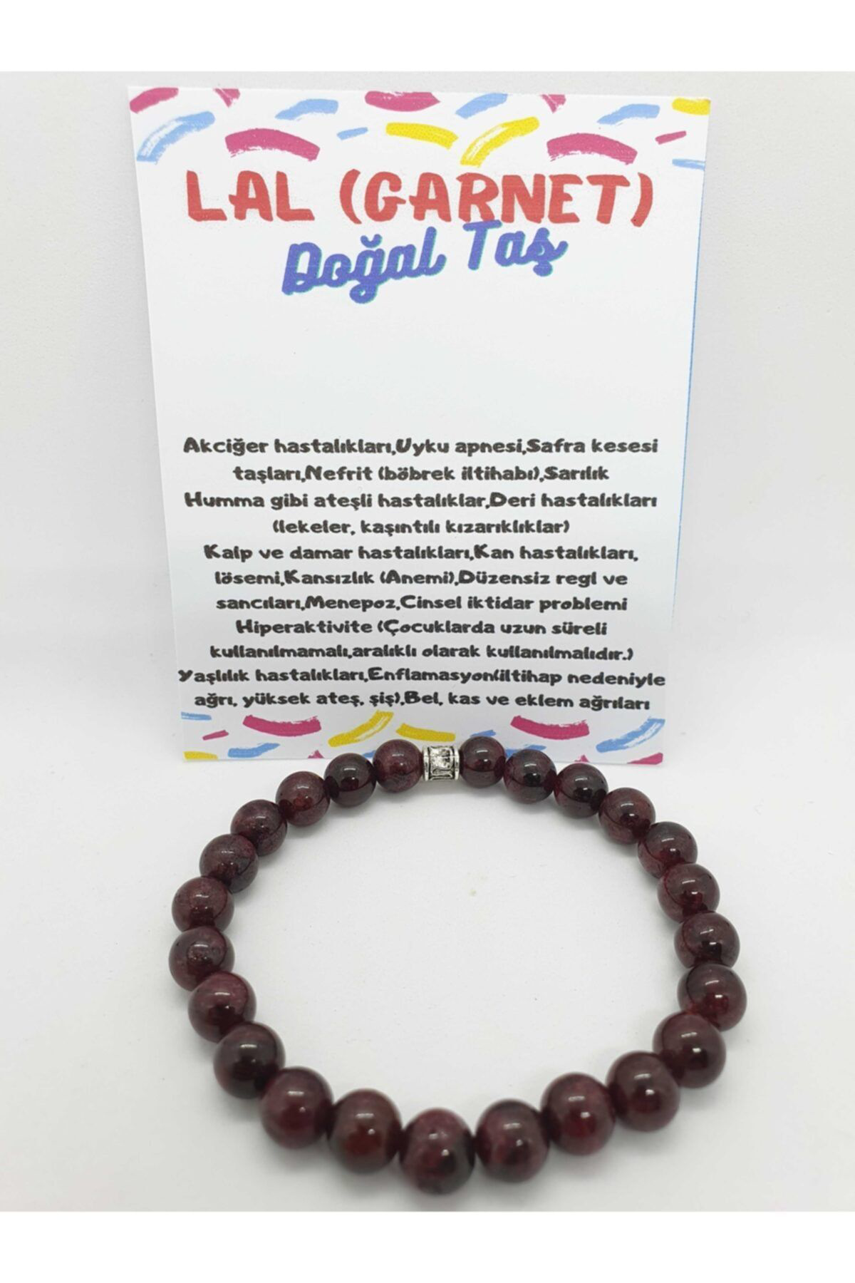 Sertifikalı Lal (GARNET) Doğal Taş Bileklik 8 Mm Orijinal Doğal T