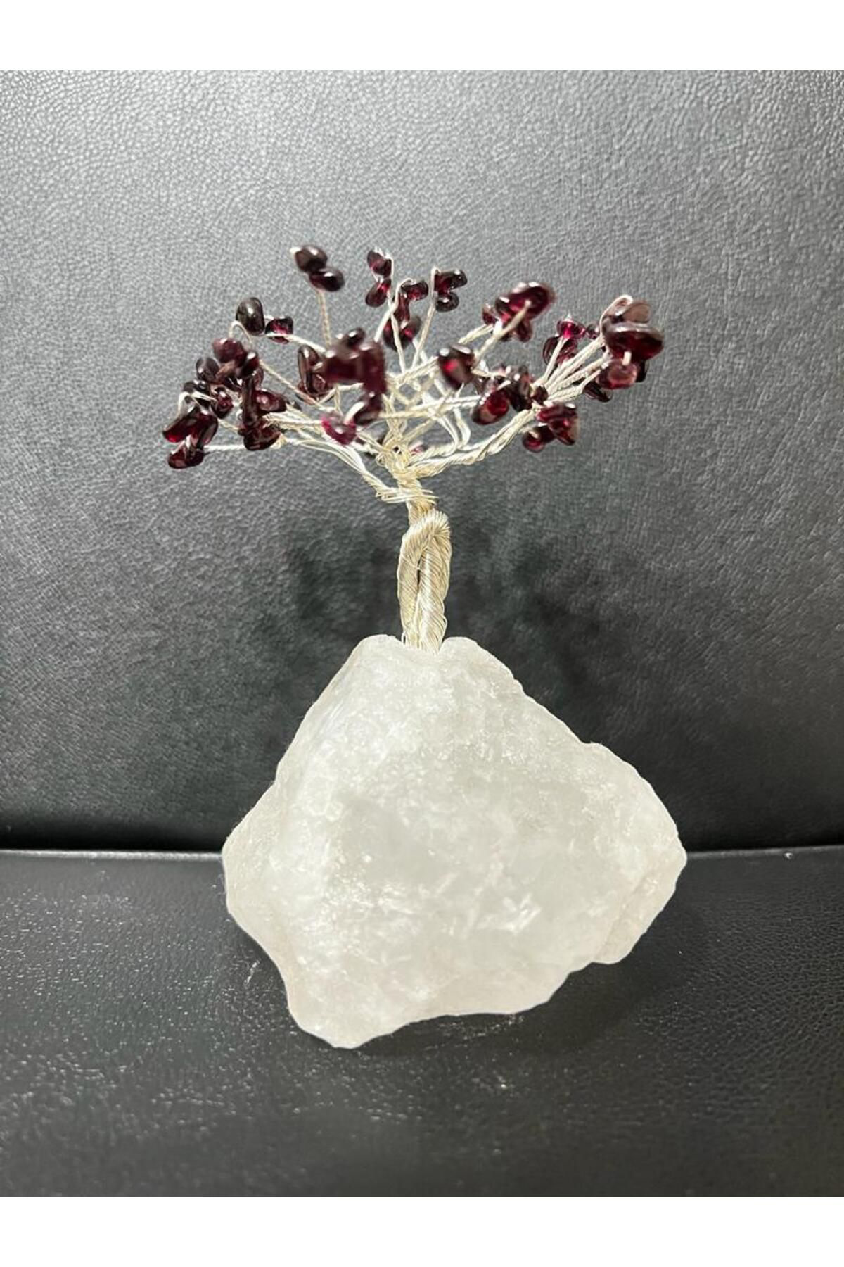Sertifikalı Lal (Garnet) Orijinal Doğal Taş Hayat Ağacı Biblo El 
