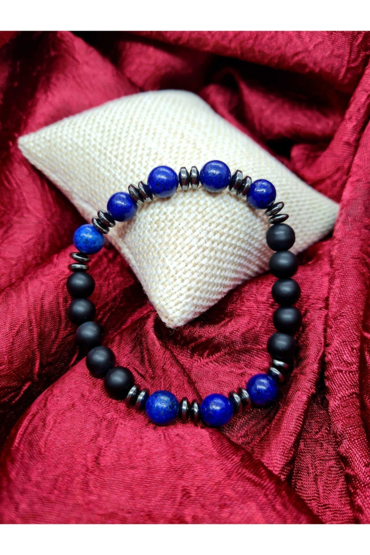 Gümüştel El Sanatlari Sertifikali Lapis Lazuli & Hematit & Oniks Doğal Taş Bileklik