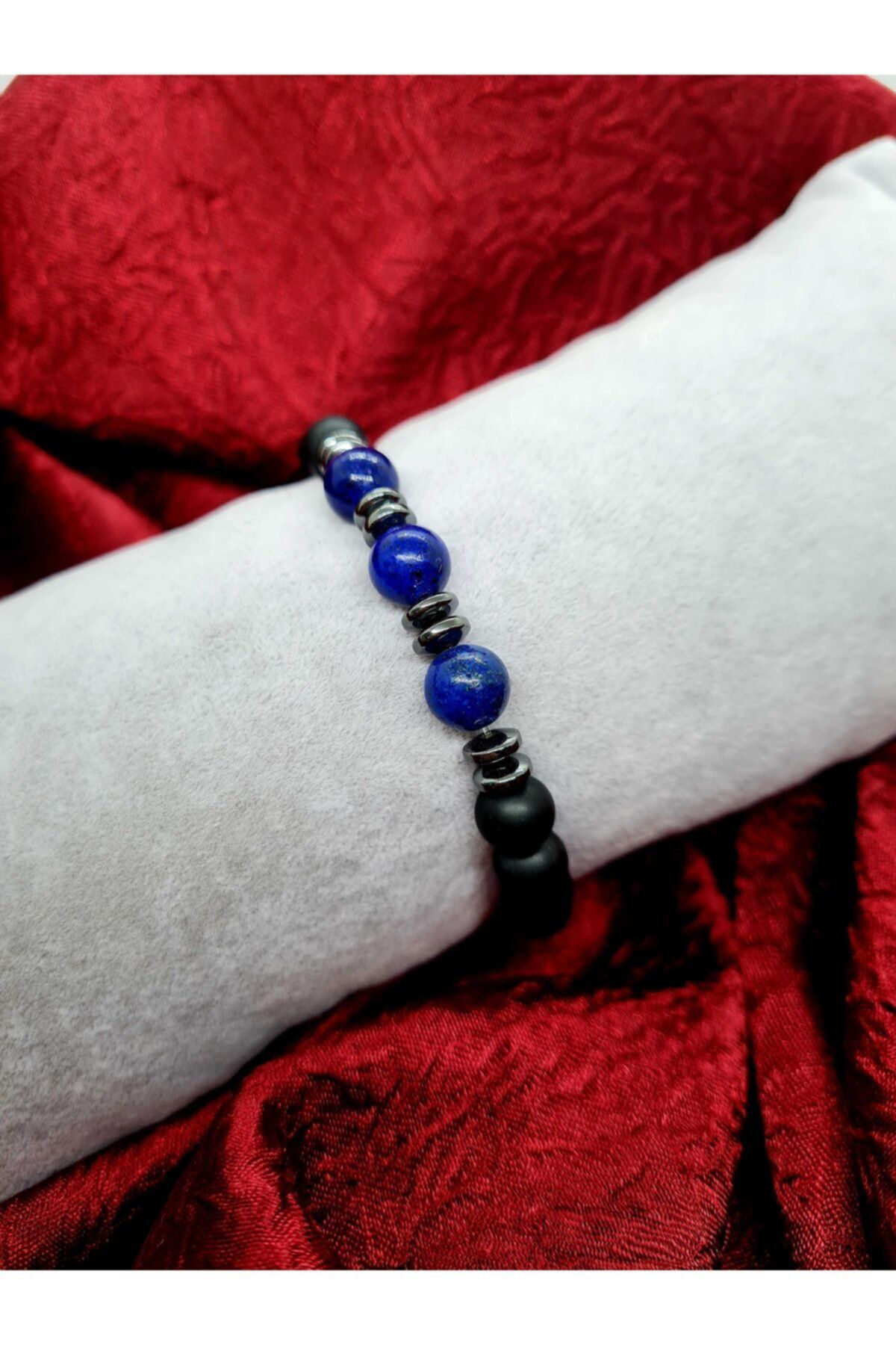 Gümüştel El Sanatlari Sertifikali Lapis Lazuli & Hematit & Oniks Doğal Taş Bileklik
