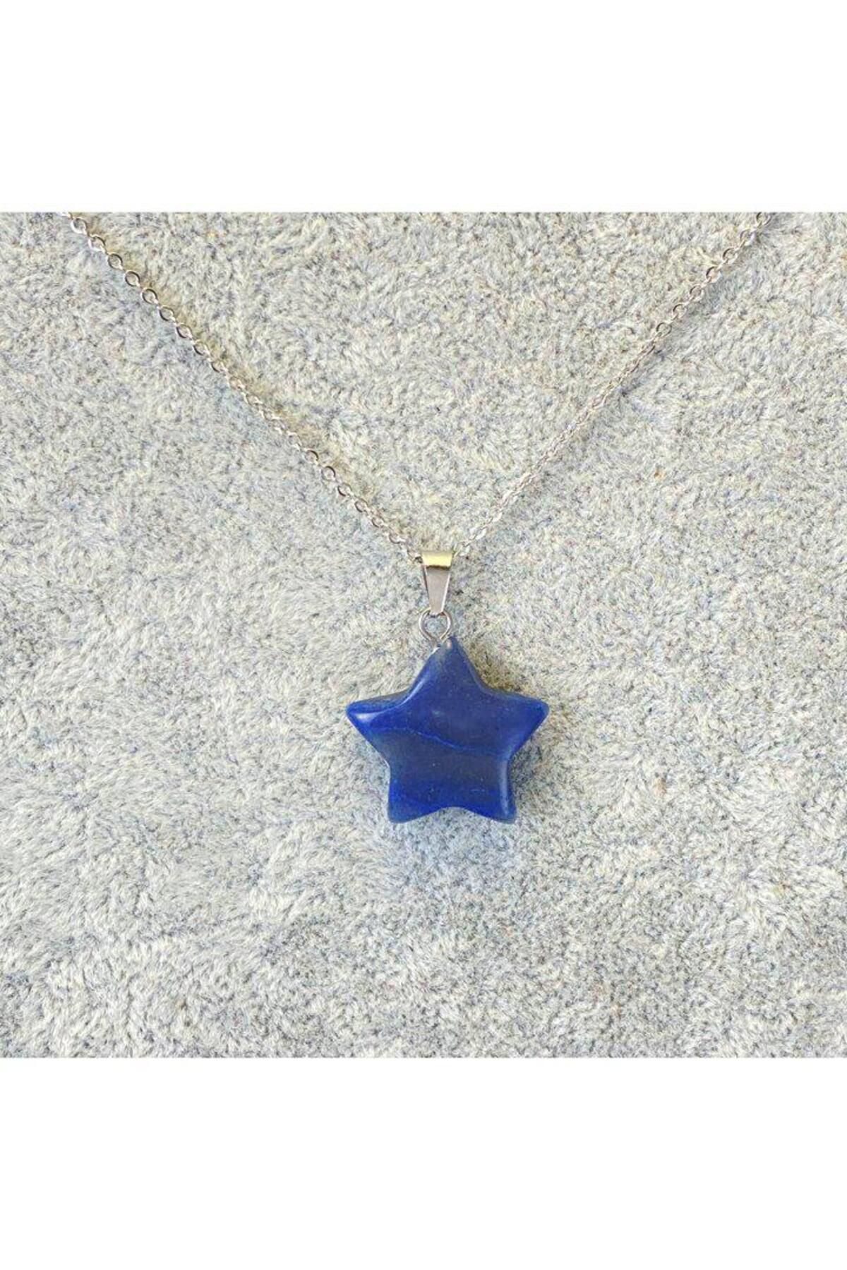 Sertifikalı Lapis Lazuli Doğal Taş Yıldız Kesim Kolye Sertifikalı Lapis Lazuli Doğal Taş Yıldız Kesim Kolye