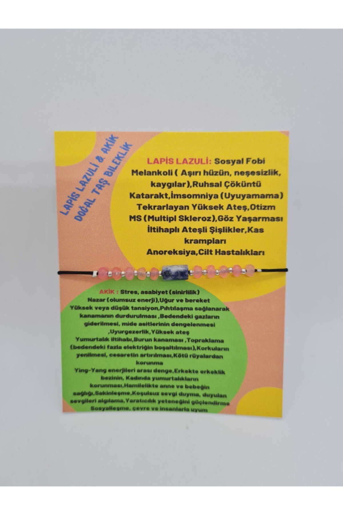 Sertifikalı Lapis Lazuli & Akik Doğal Taş Bileklik