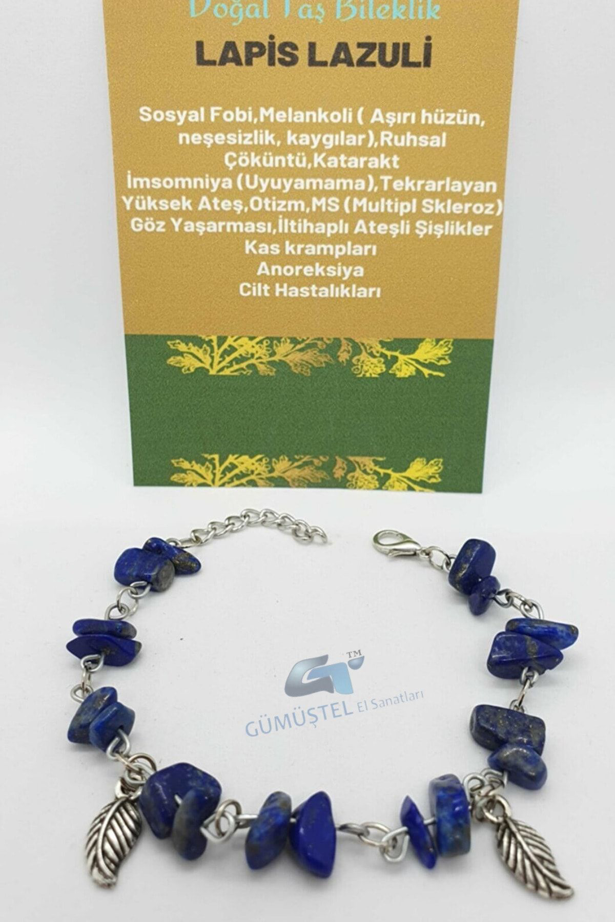 Sertifikalı Lapis Lazuli Taşı Bileklik Orijinal Doğal Taş Tasarım