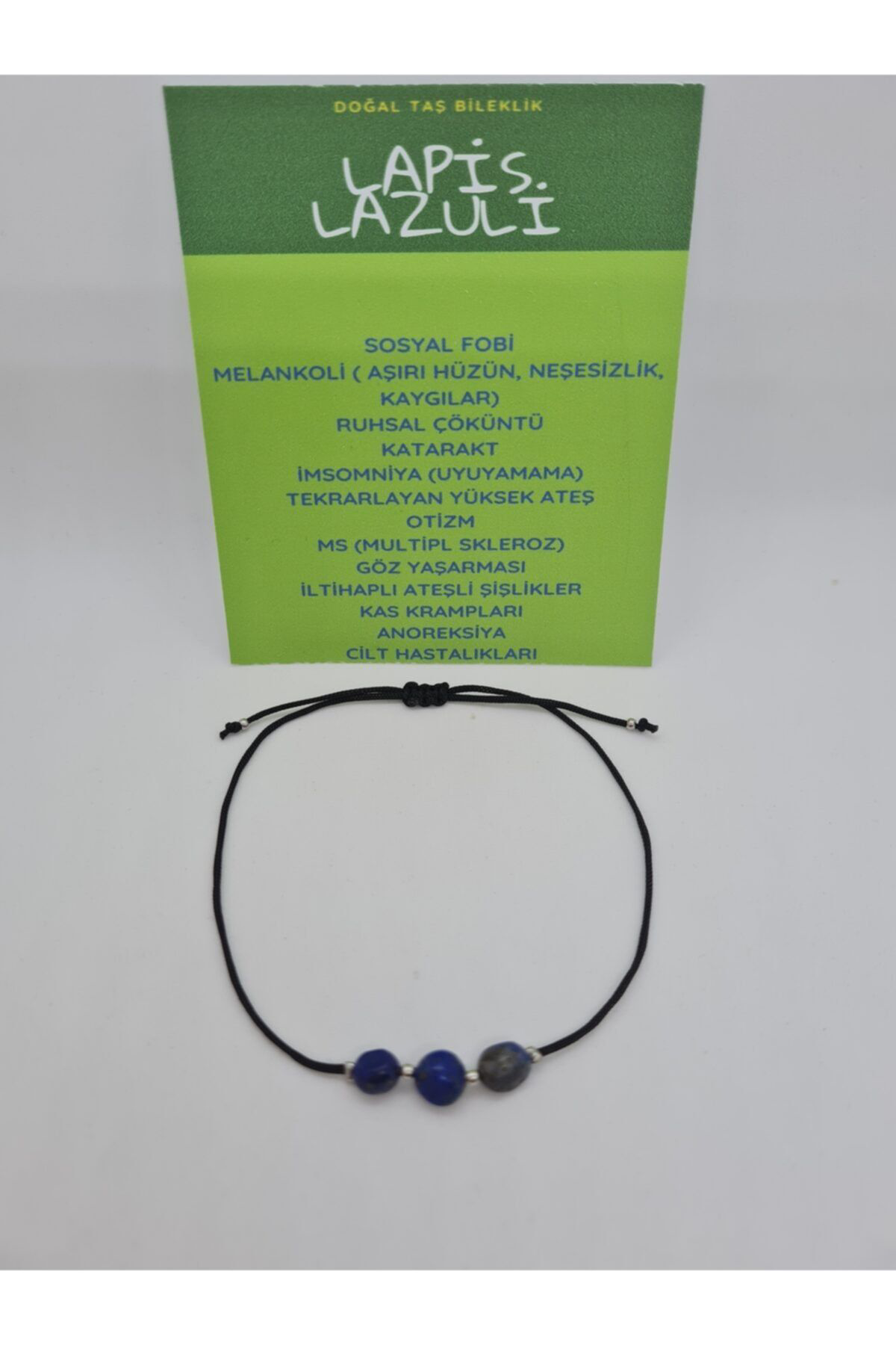 Sertifikalı Lapis Lazuli Doğal Taş Bileklik Asansörlü Ayarlanabil