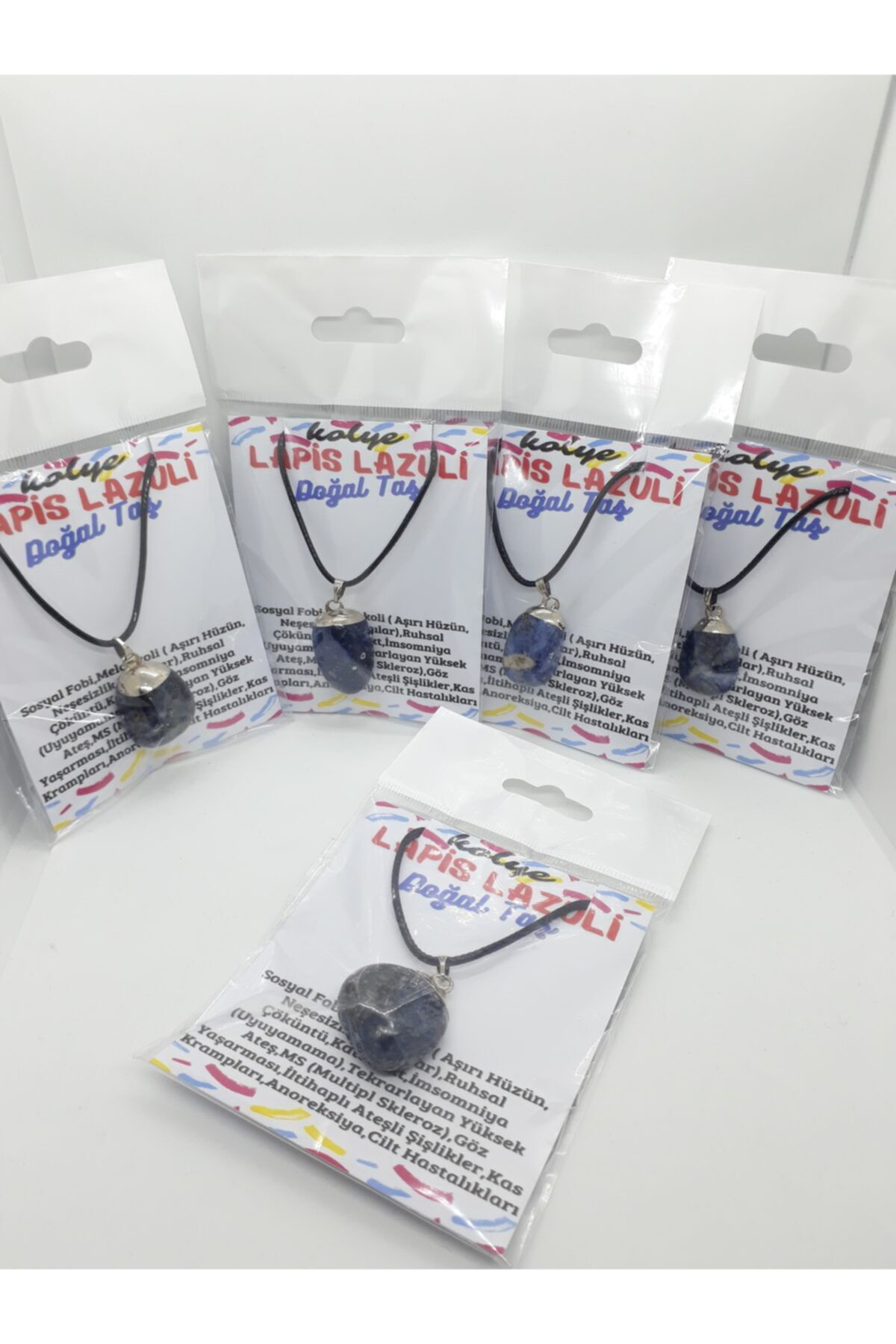 Sertifikalı Lapis Lazuli Doğal Taş Kolye Zincir Ve Ip Dahil Sertifikalı Lapis Lazuli Doğal Taş Kolye Zincir Ve Ip Dahil