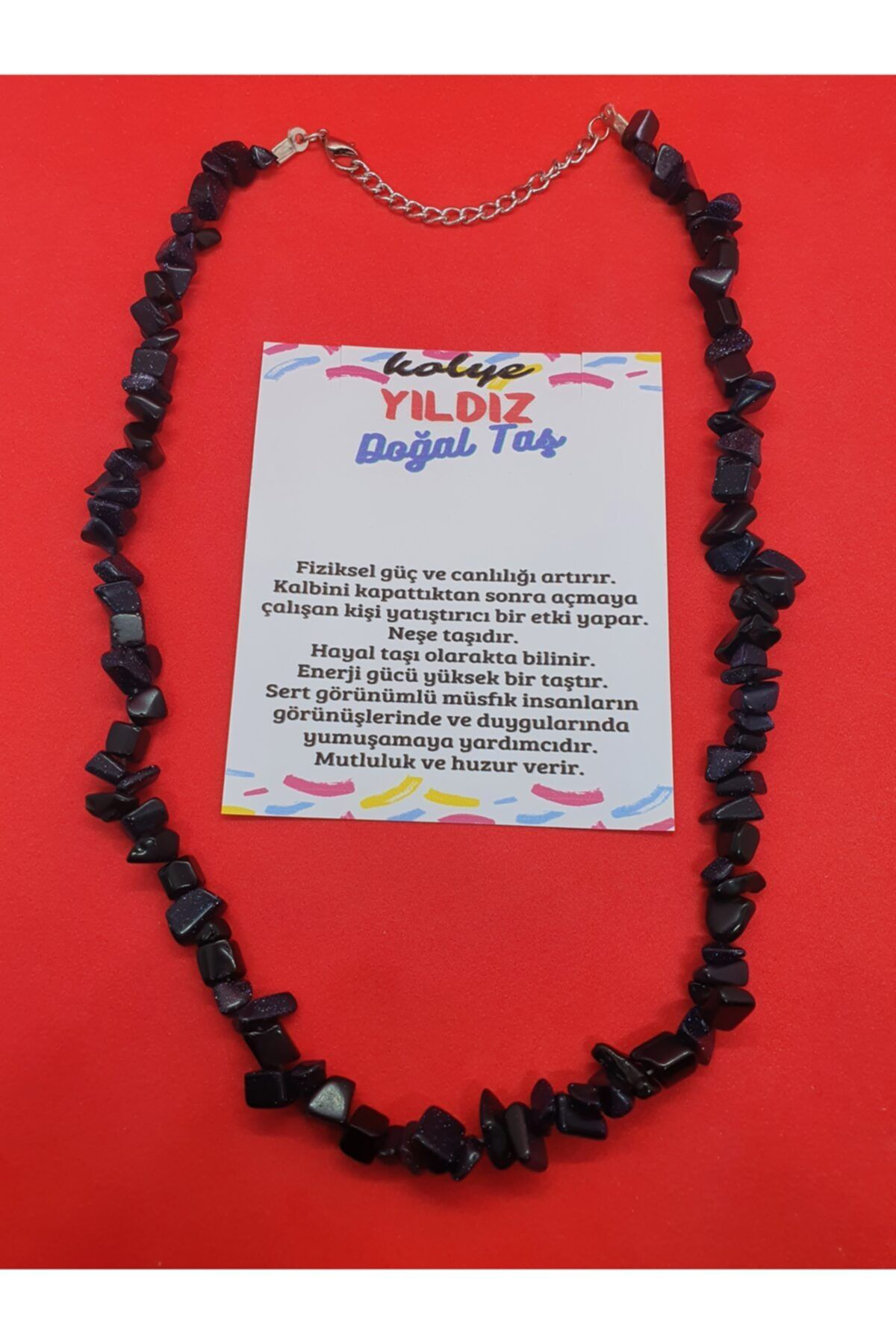 Sertifikalı Mavi Yıldız Taşı Doğal Taş Kolye