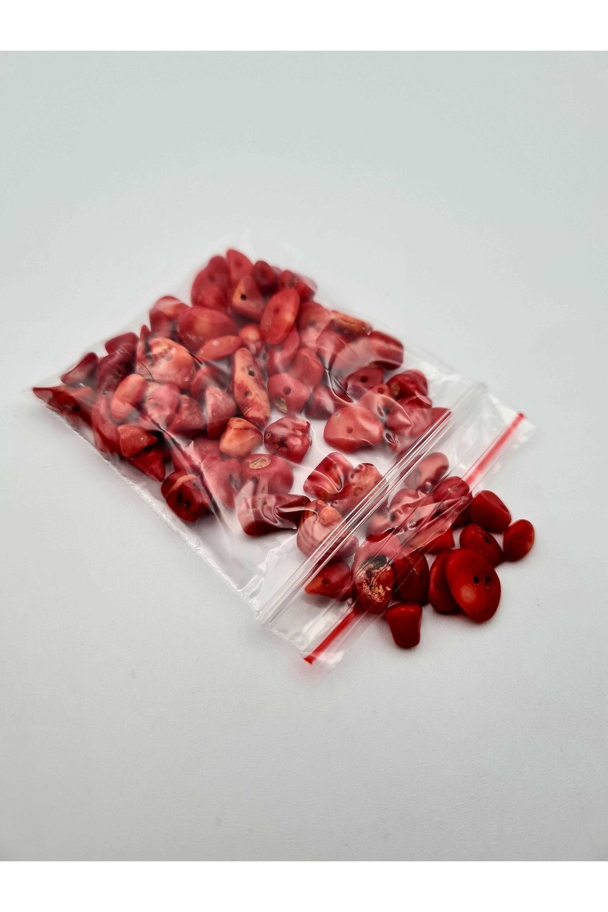 Gümüştel El Sanatlari Sertifikali Mercan Kirik Doğal Taş - 20 Gr Delikli