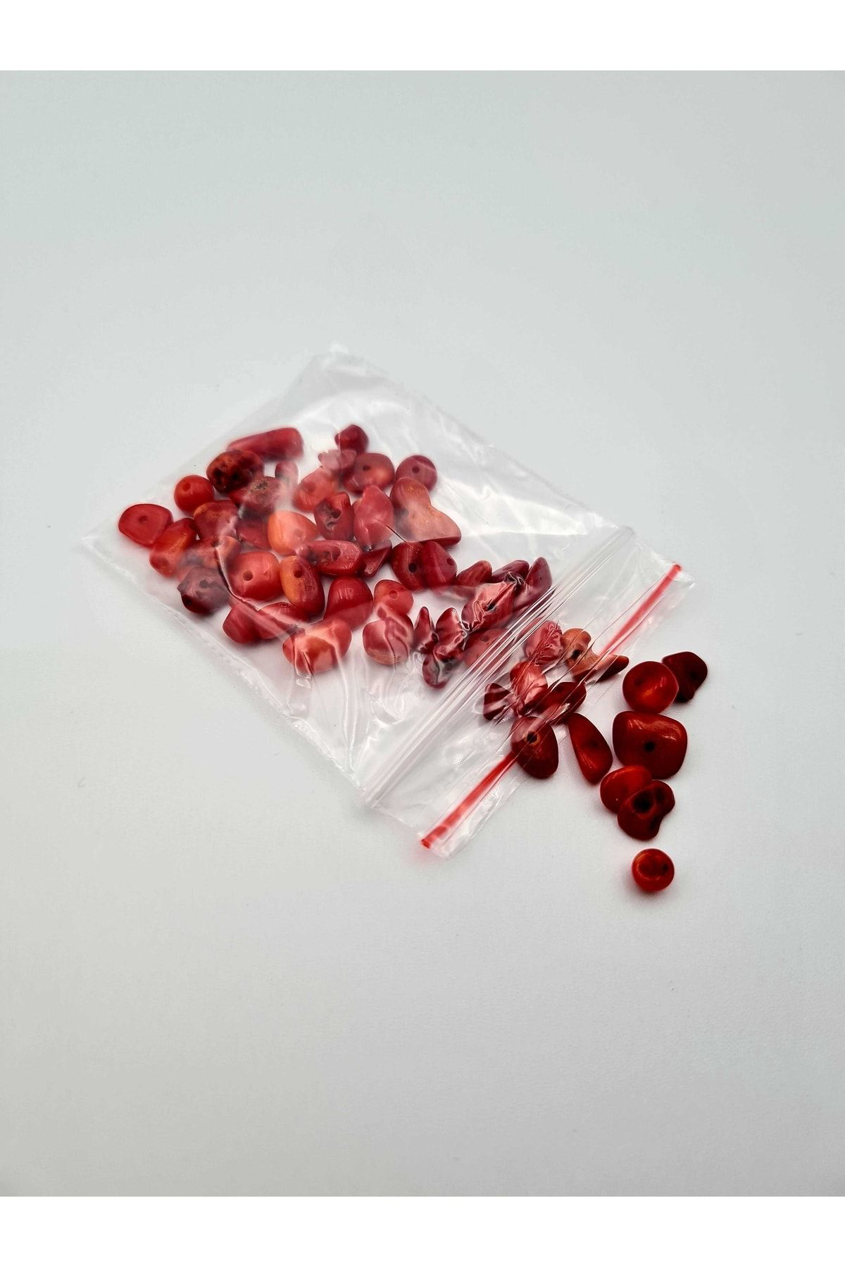 Sertifikalı Mercan Kırık Doğal Taş - 10 gr Delikli Doğal Taş