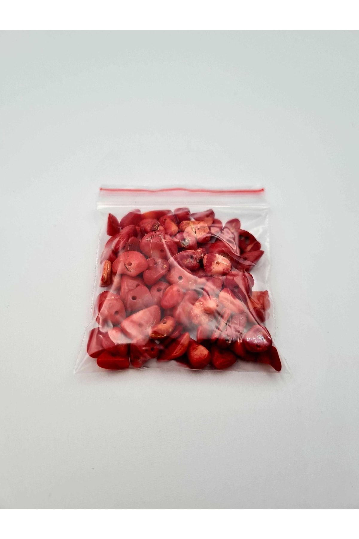 Gümüştel El Sanatlari Sertifikali Mercan Kirik Doğal Taş - 20 Gr Delikli