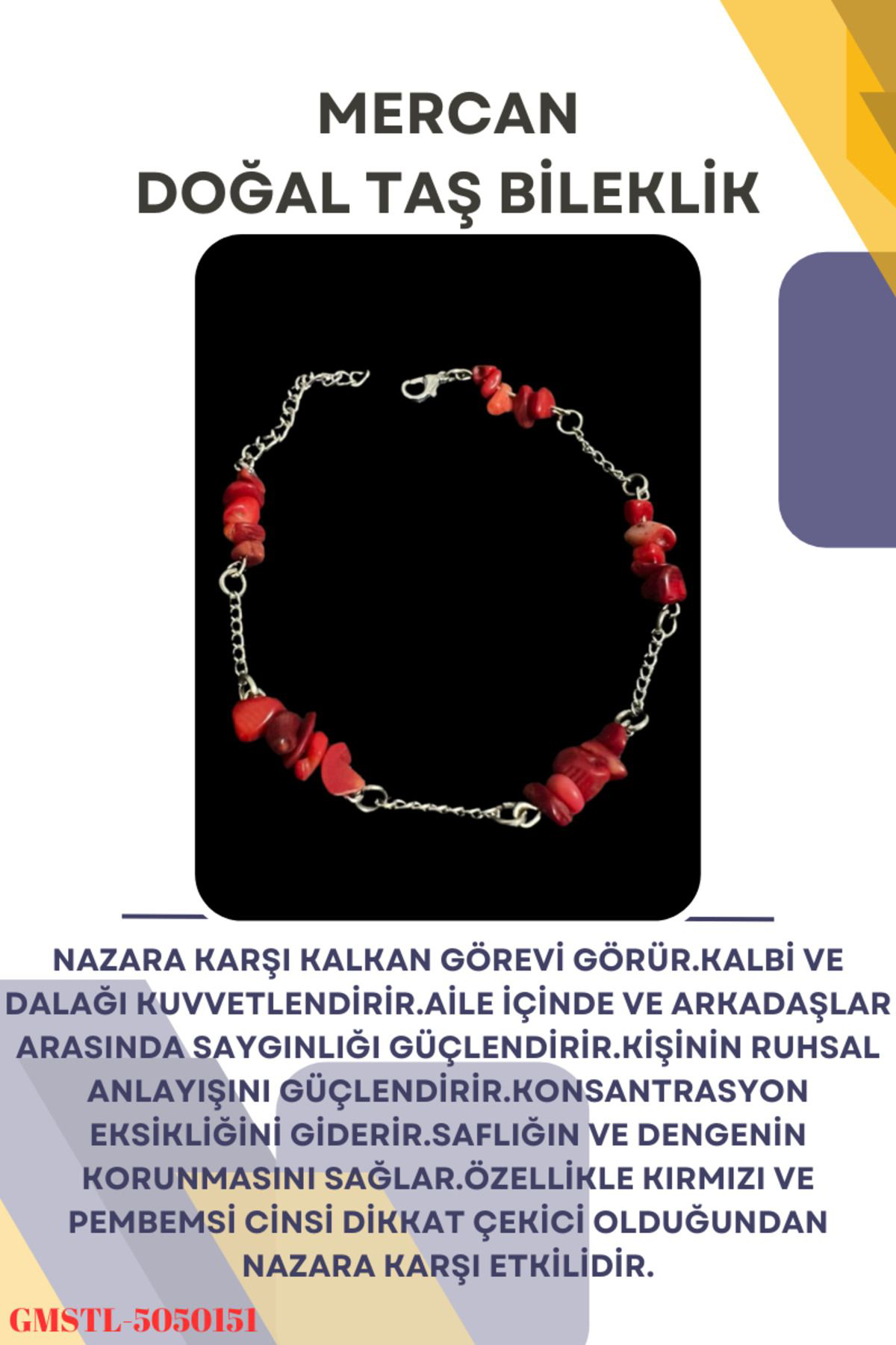 Sertifikalı Mercan Doğal Taş El Yapımı Tasarım Bileklik