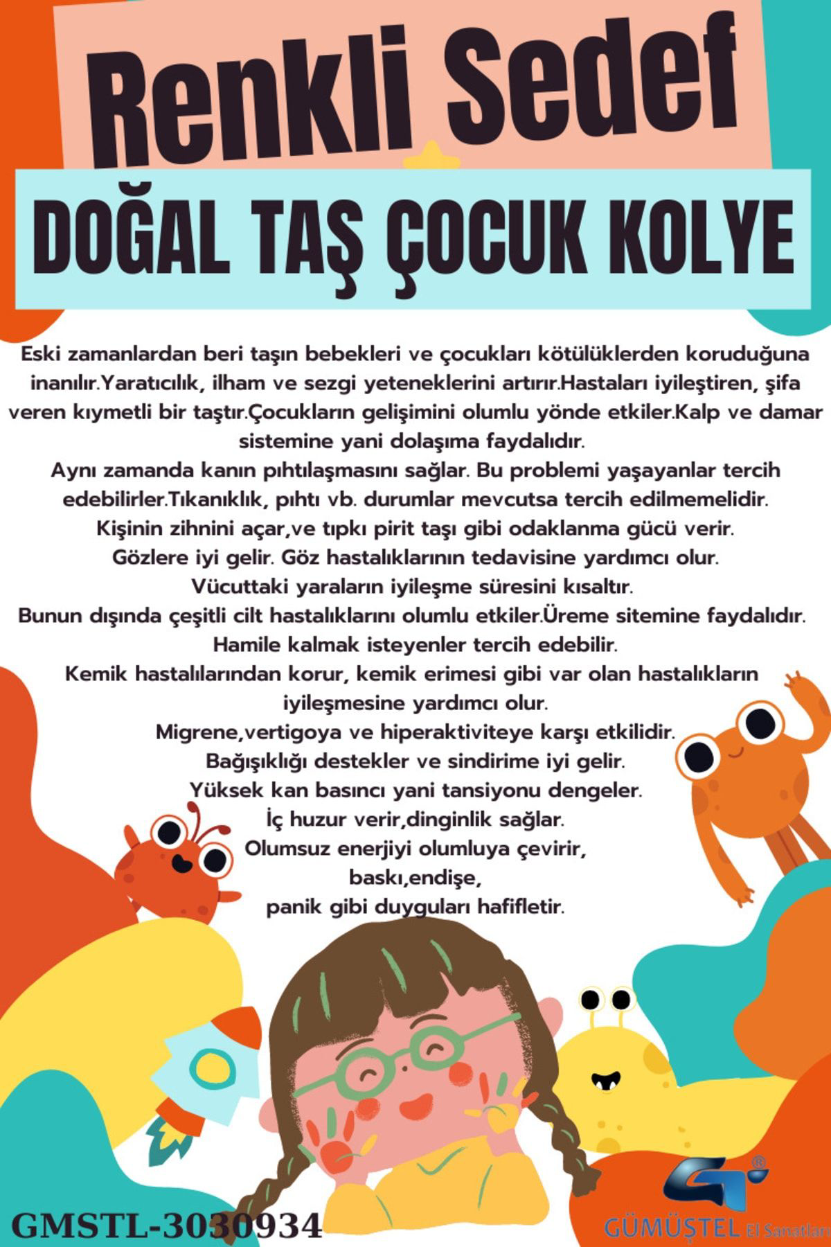 Sertifikalı Mor Sedef Doğal Taş Çocuk Kolye Asansörlü Kilit Siste