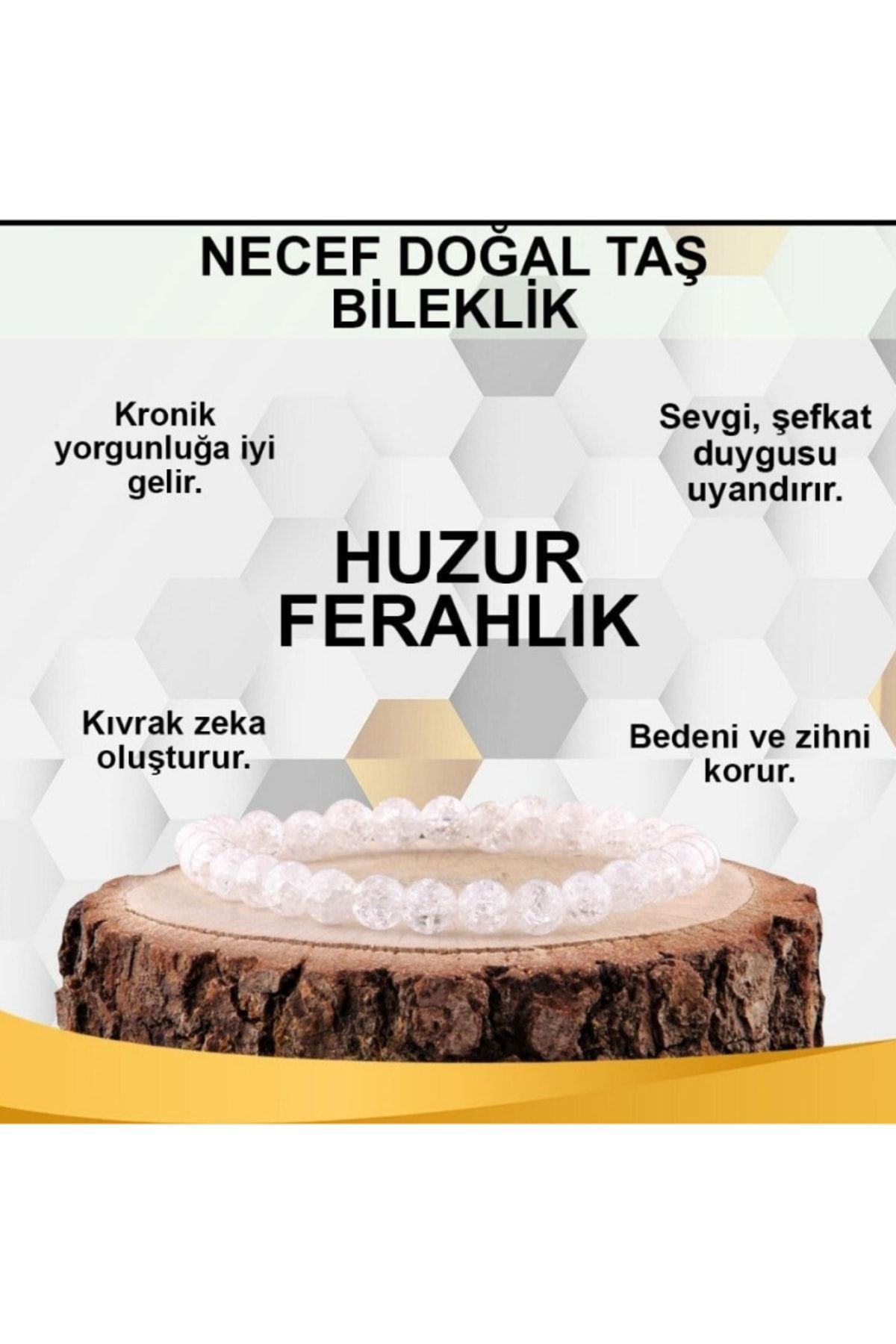 Sertifikalı Necef Doğal Taş Bileklik 6 Mm