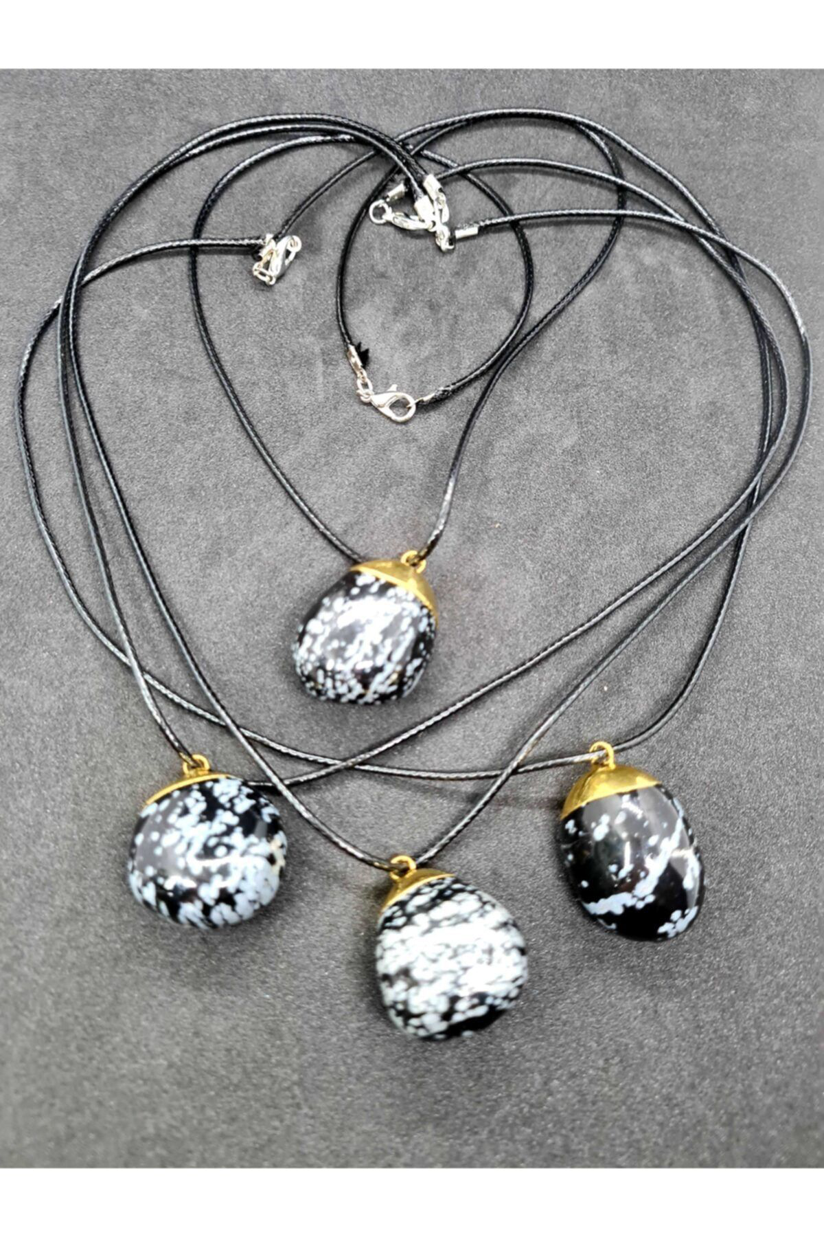Sertifikalı Obsidyen Taşı Doğal Taş Kolye