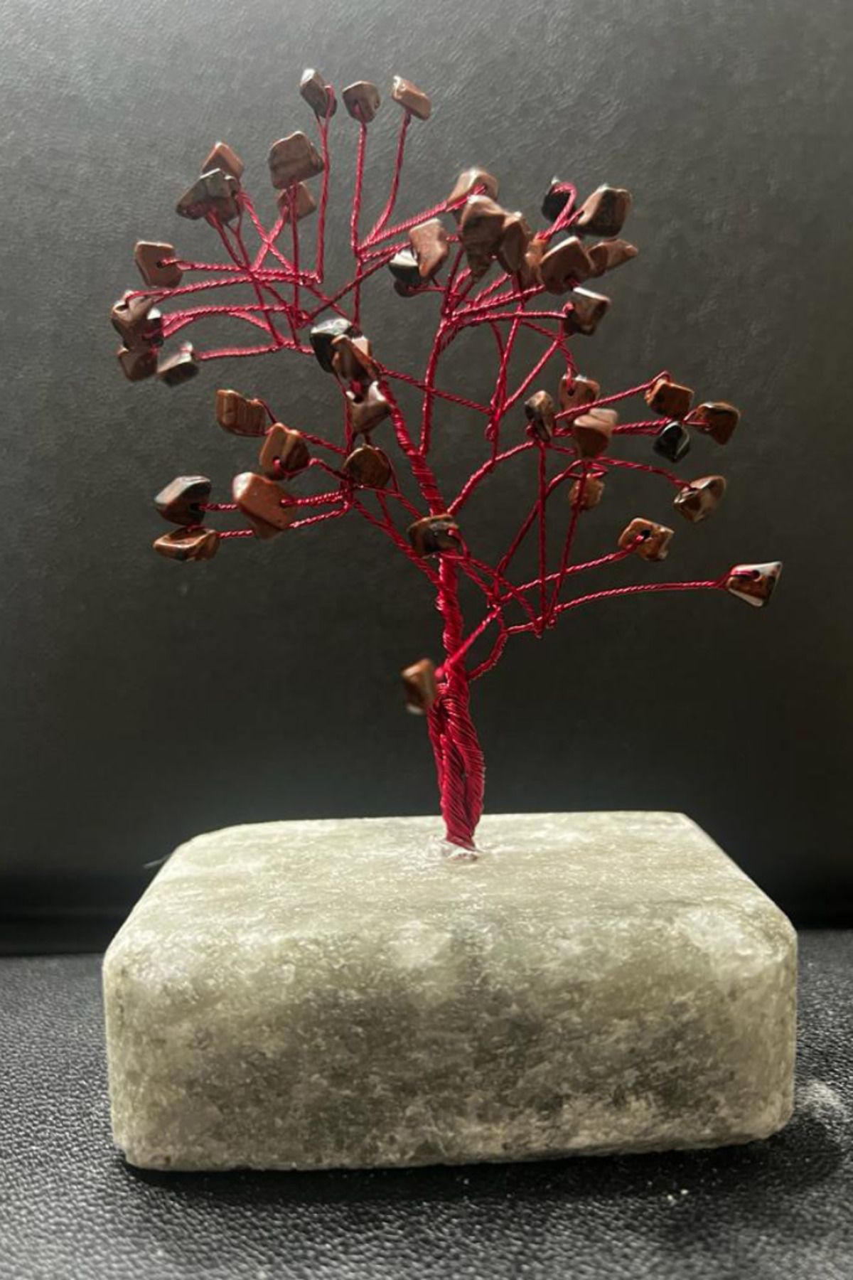 Gümüştel El Sanatlari Sertifikalı Obsidyen Orijinal Doğal Taş Hayat Ağacı Biblo El Yapı