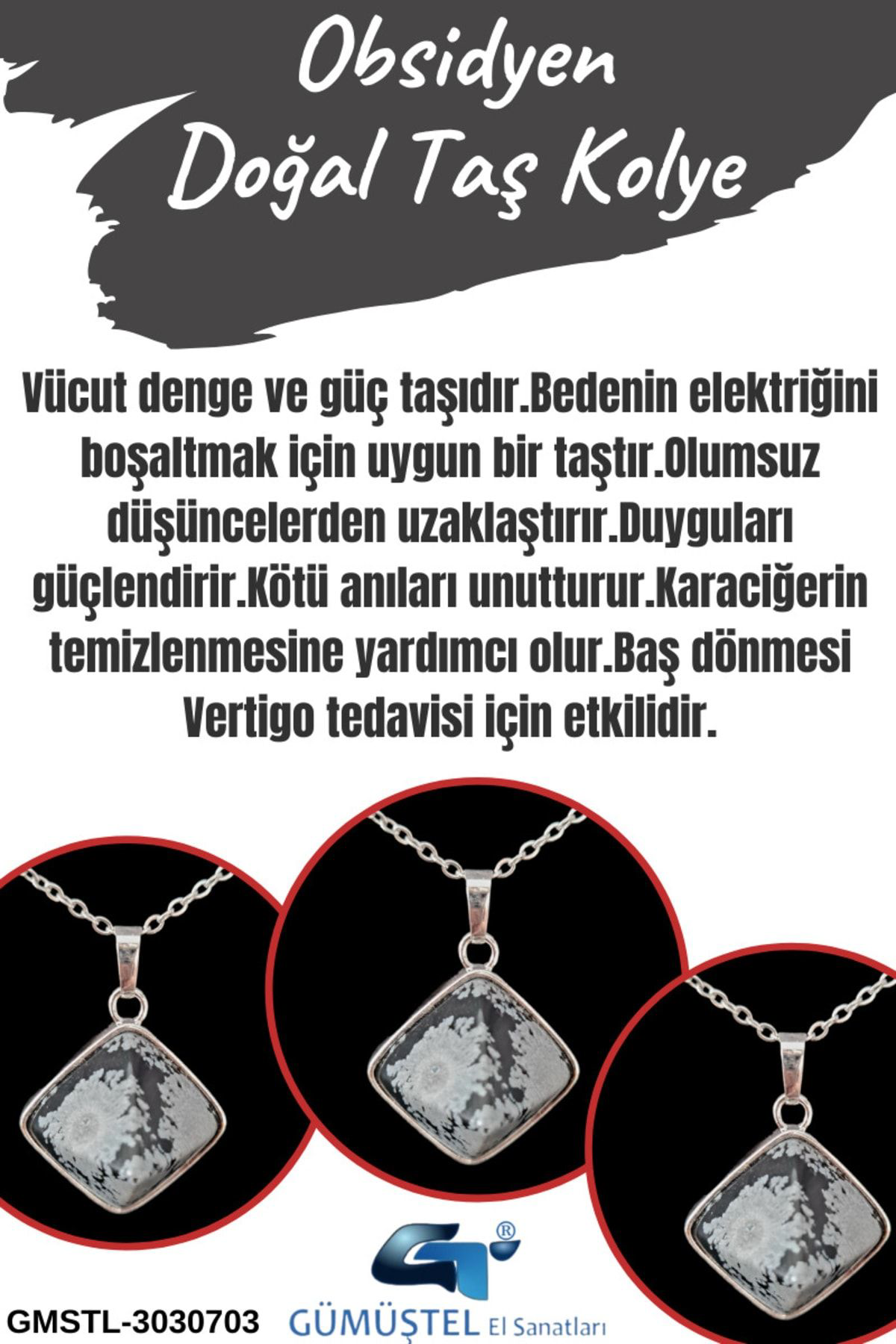 Sertifikalı Obsidyen Doğal Taş Kolye Piramit Özel Kesim Aaa Kalit