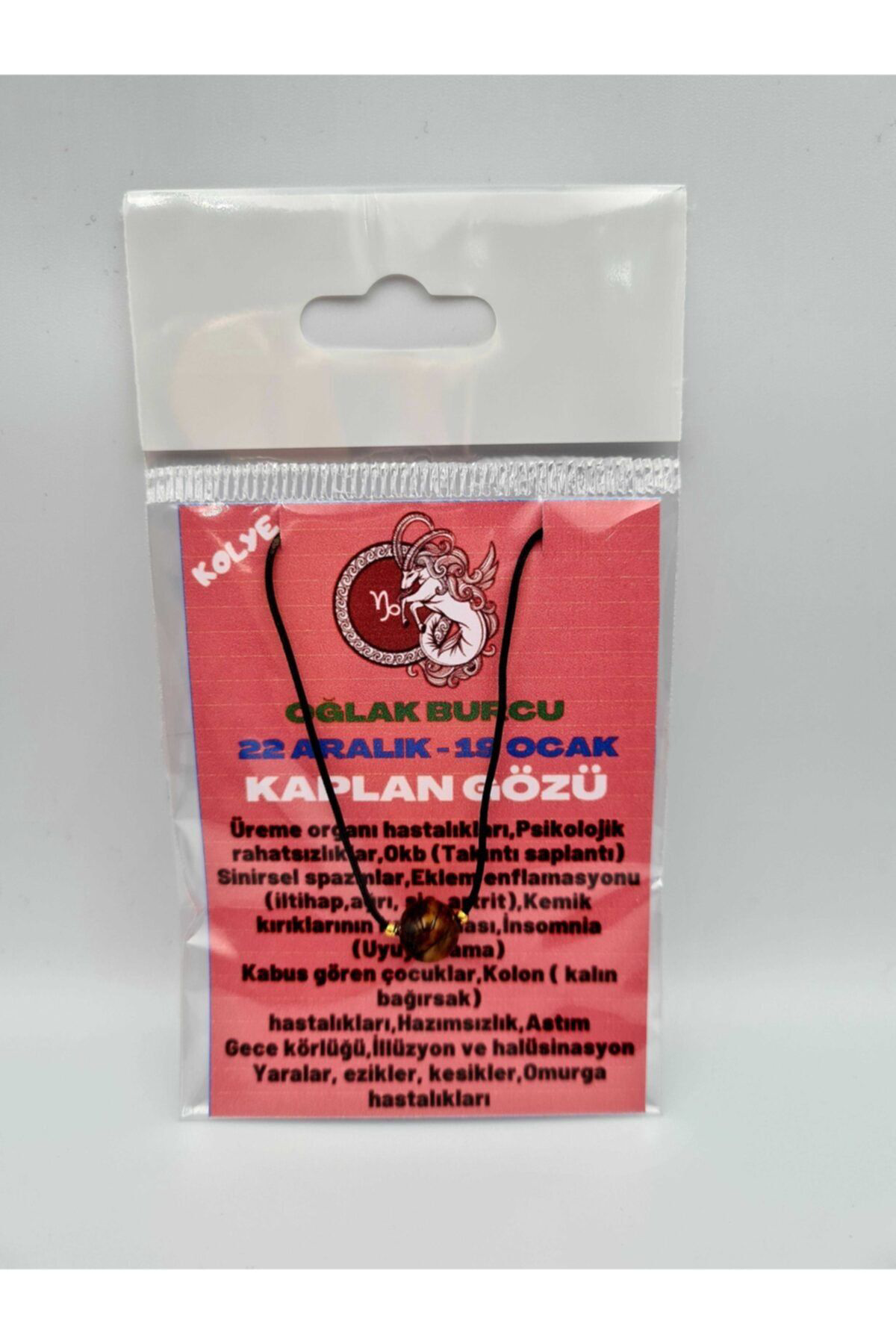 Sertifikalı Oğlak Burcu Kaplan Gözü Taşı Doğal Taş Kolye