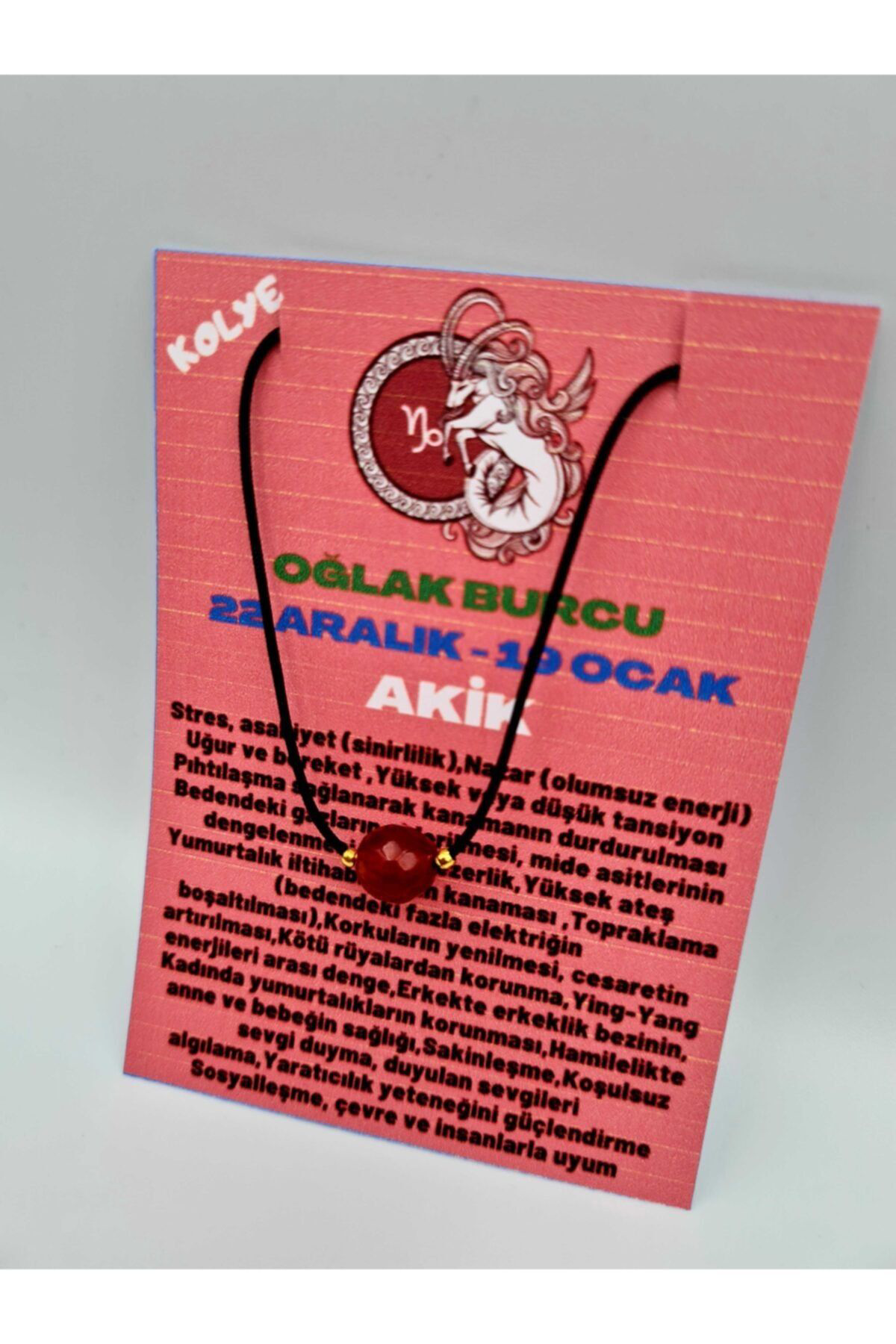 Sertifikalı Oğlak Burcu Turuncu Akik Taşı Doğal Taş Kolye