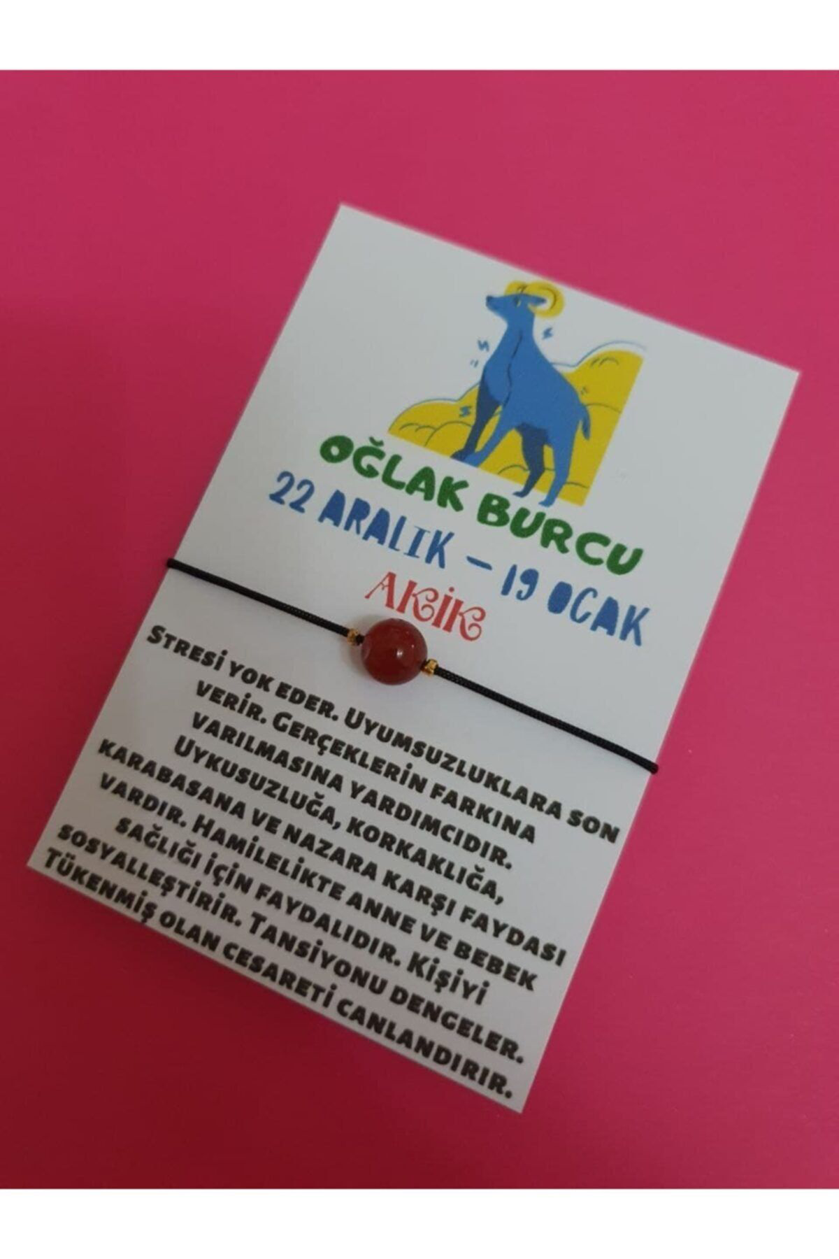 Sertifikalı Oğlak Burcu Akik Doğal Taş Ip Burç Bilekliği