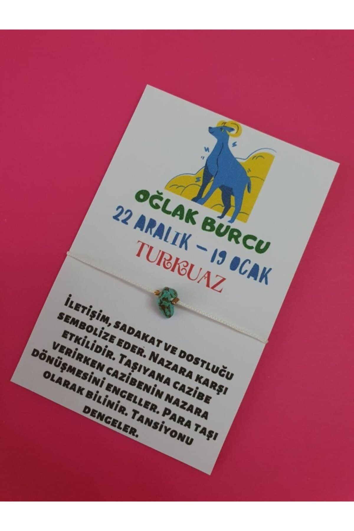 Sertifikalı Oğlak Burcu Turkuaz Doğal Taşlı Ip Burç Bilekliği