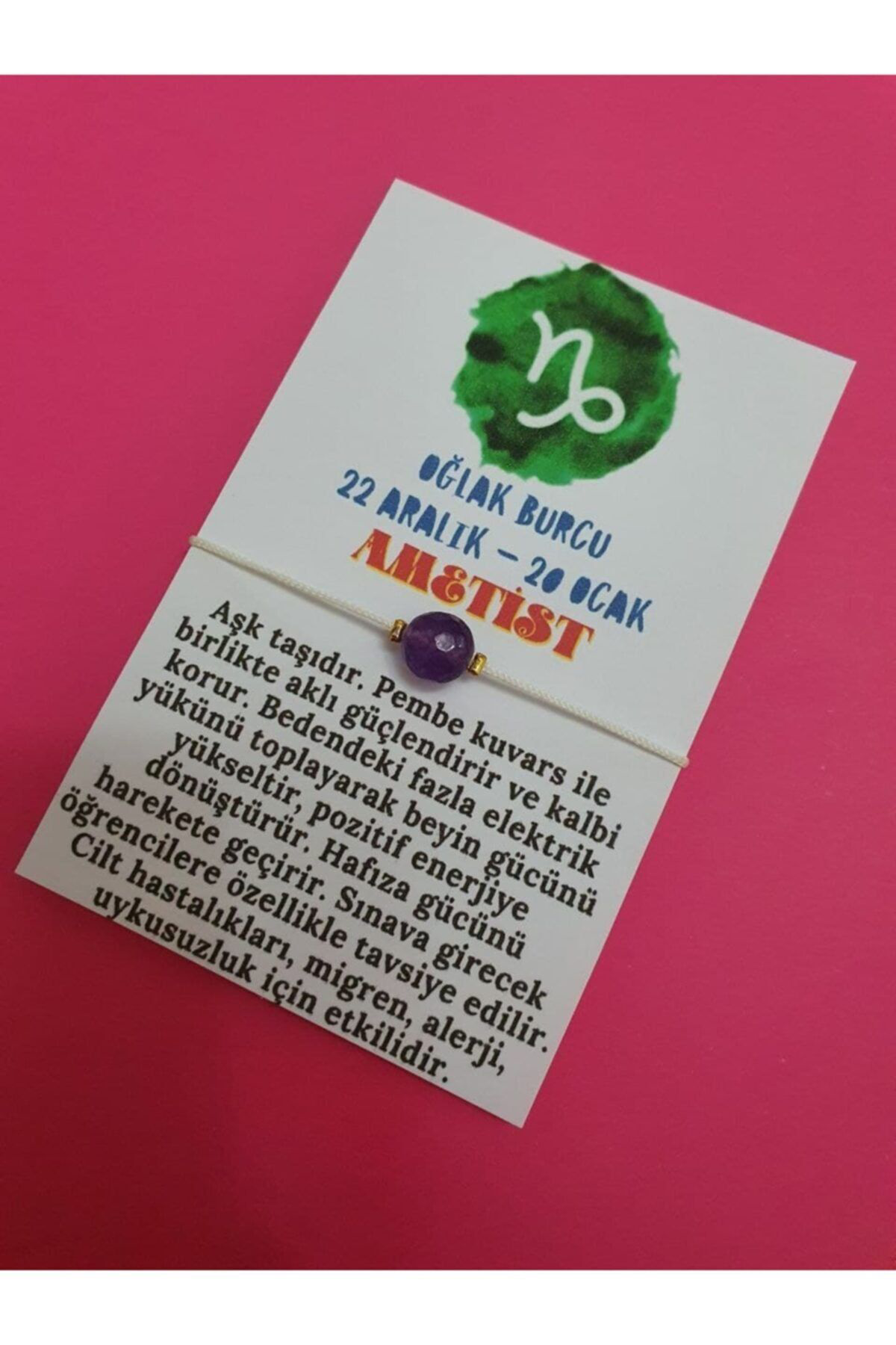 Sertifikalı Oğlak Burcu Ametist Doğal Taş Ip Burç Bilekliği