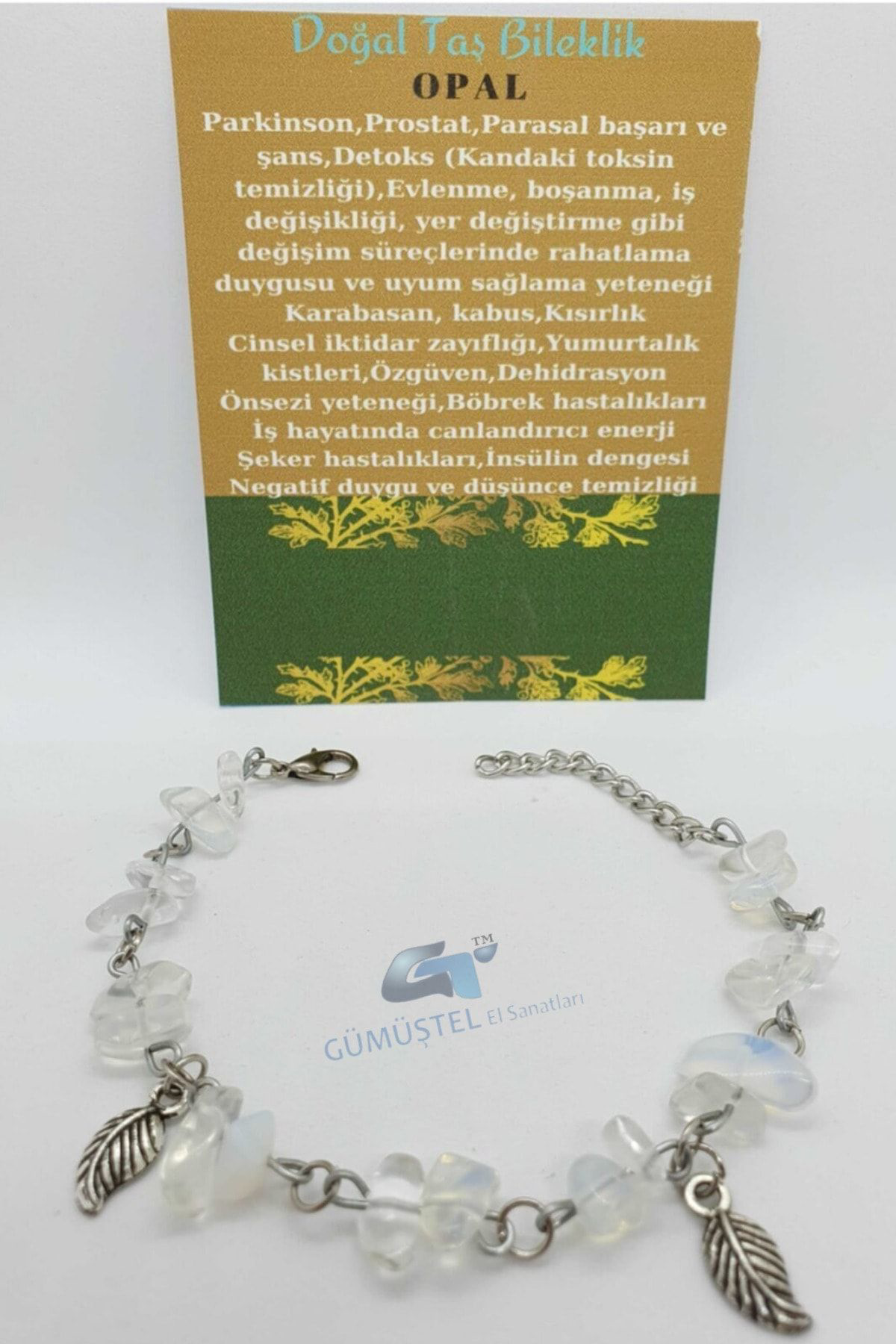 Sertifikalı Opal Taşı Bileklik Orijinal Doğal Taş Tasarım Bilekli