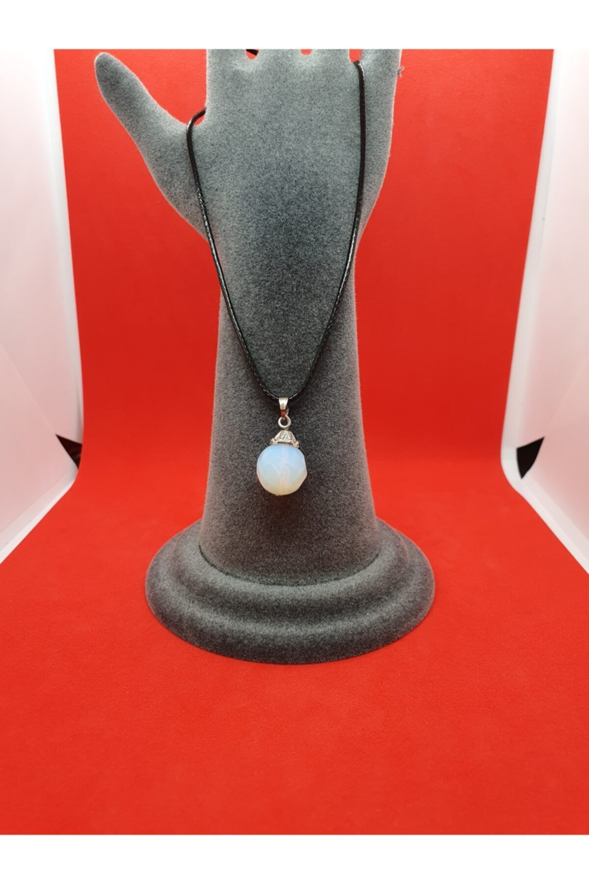 Sertifikalı Opal Doğal Taş Fasetli Kolye 12mm