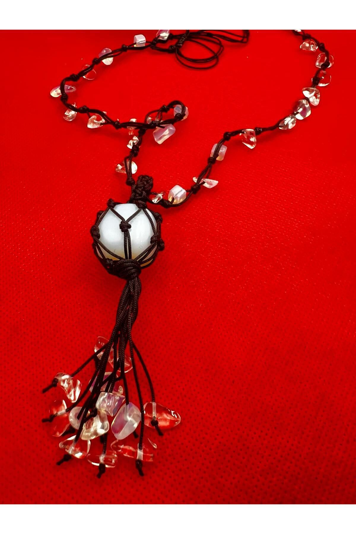 Sertifikalı Opal Doğal Taş Kolye El Yapımı Handmade A Kalite