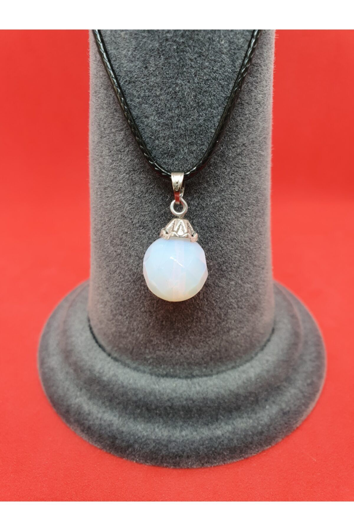 Sertifikalı Opal Doğal Taş Fasetli Kolye 12mm