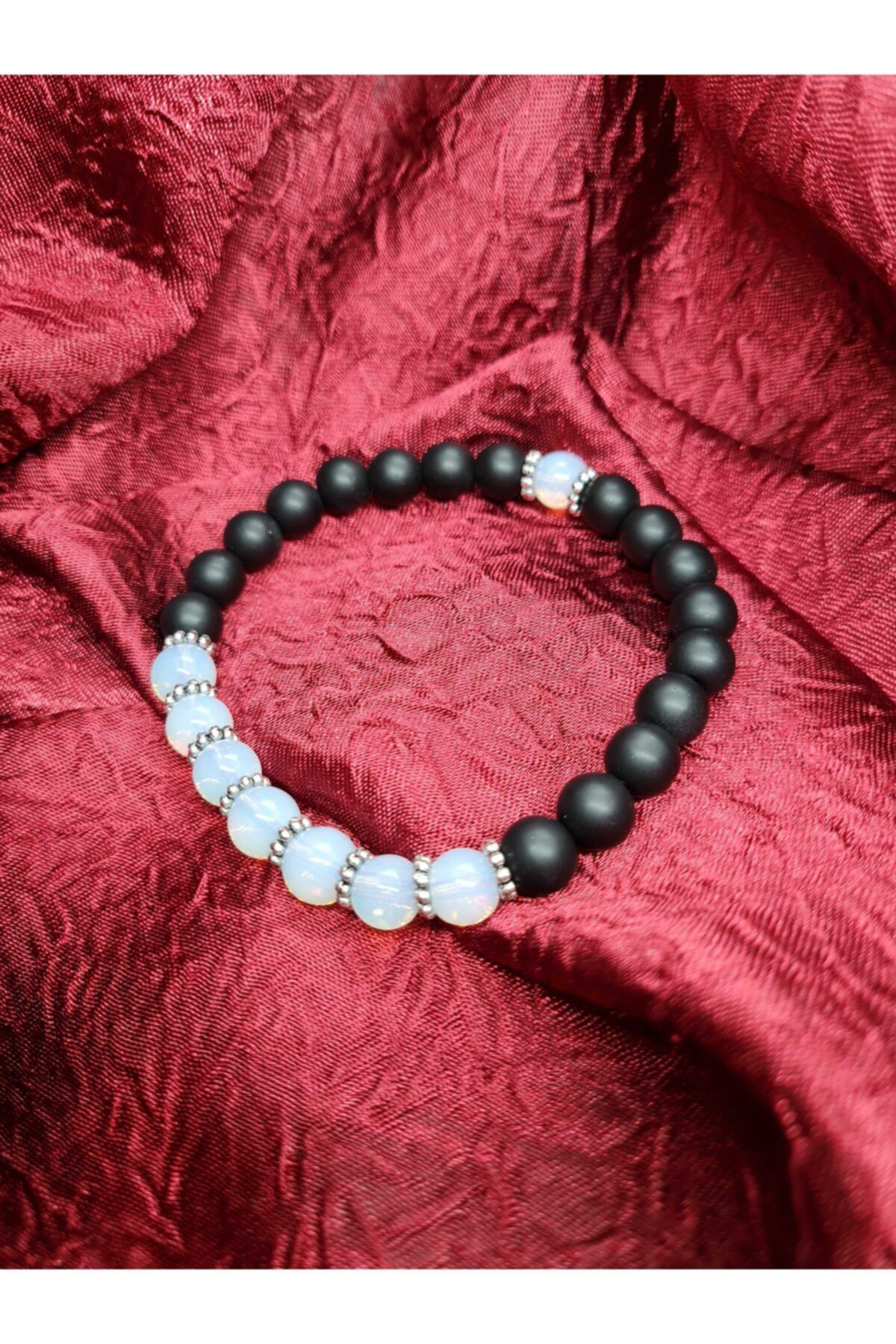 Sertifikalı Opal Ve Oniks Doğal Taş Bileklik 8mm