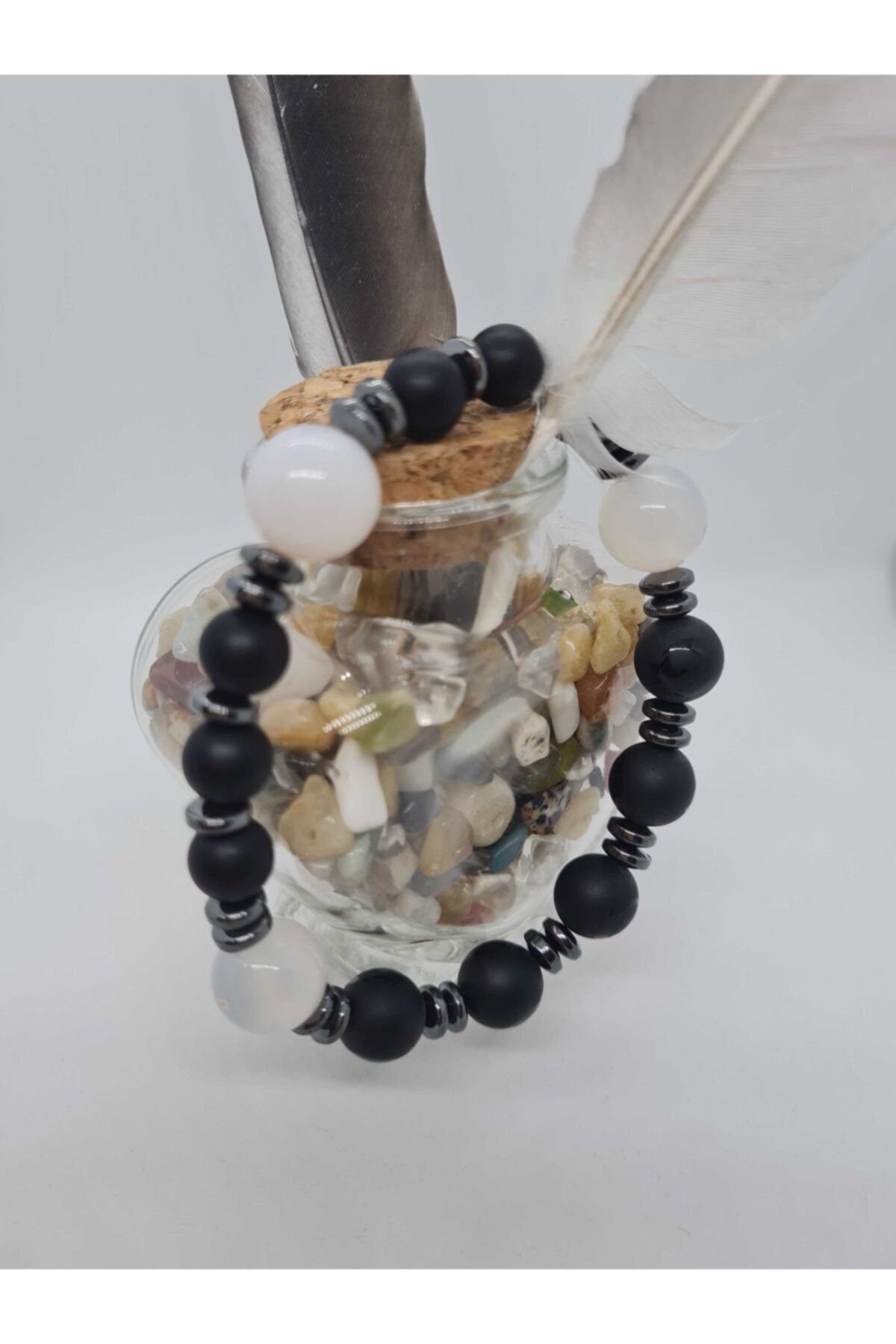 Sertifikalı Opal, Obsidyen, Hematit, Oniks Doğal Taş Bileklik Tas