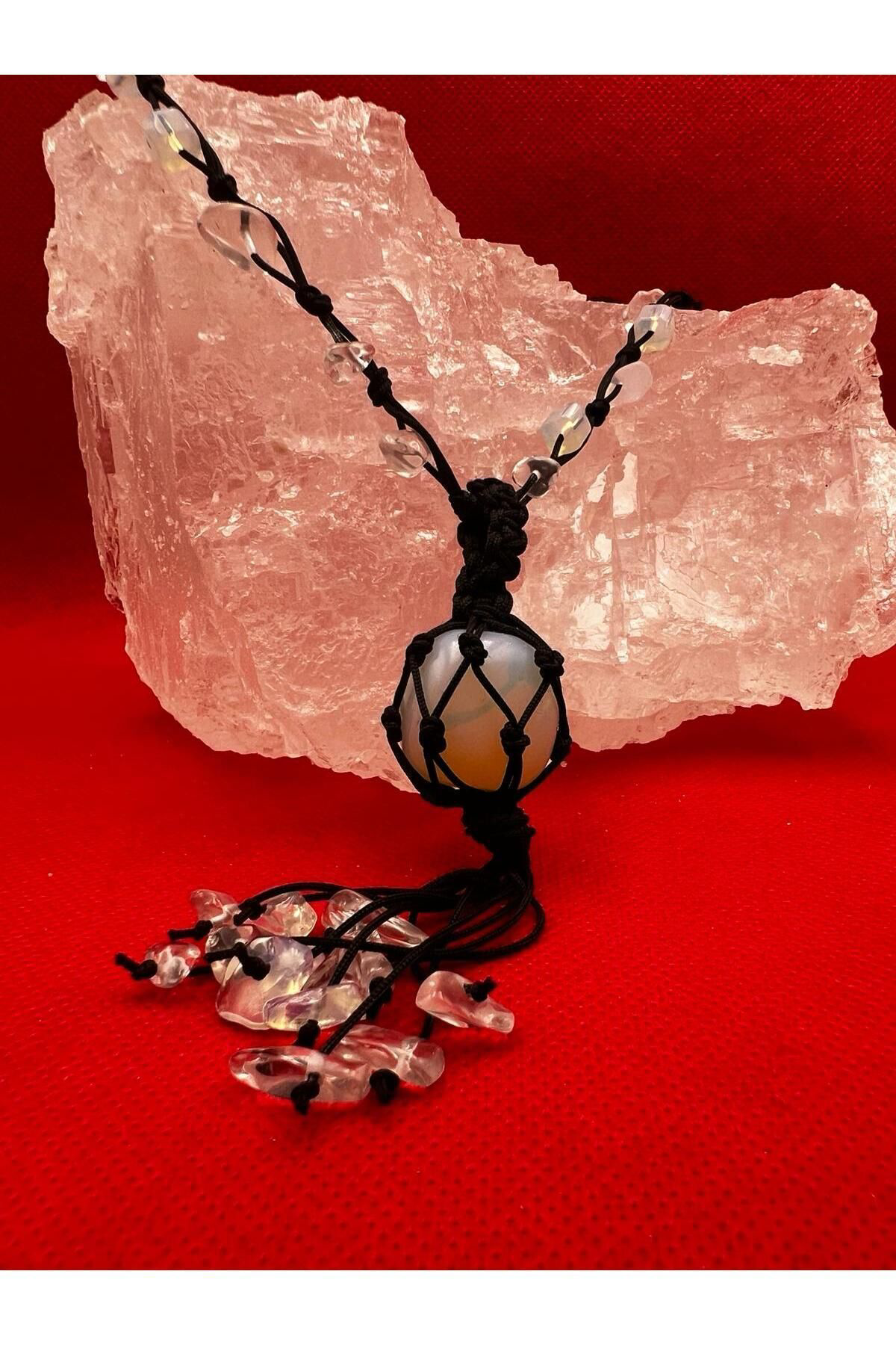 Sertifikalı Opal Doğal Taş Kolye El Yapımı Handmade A Kalite