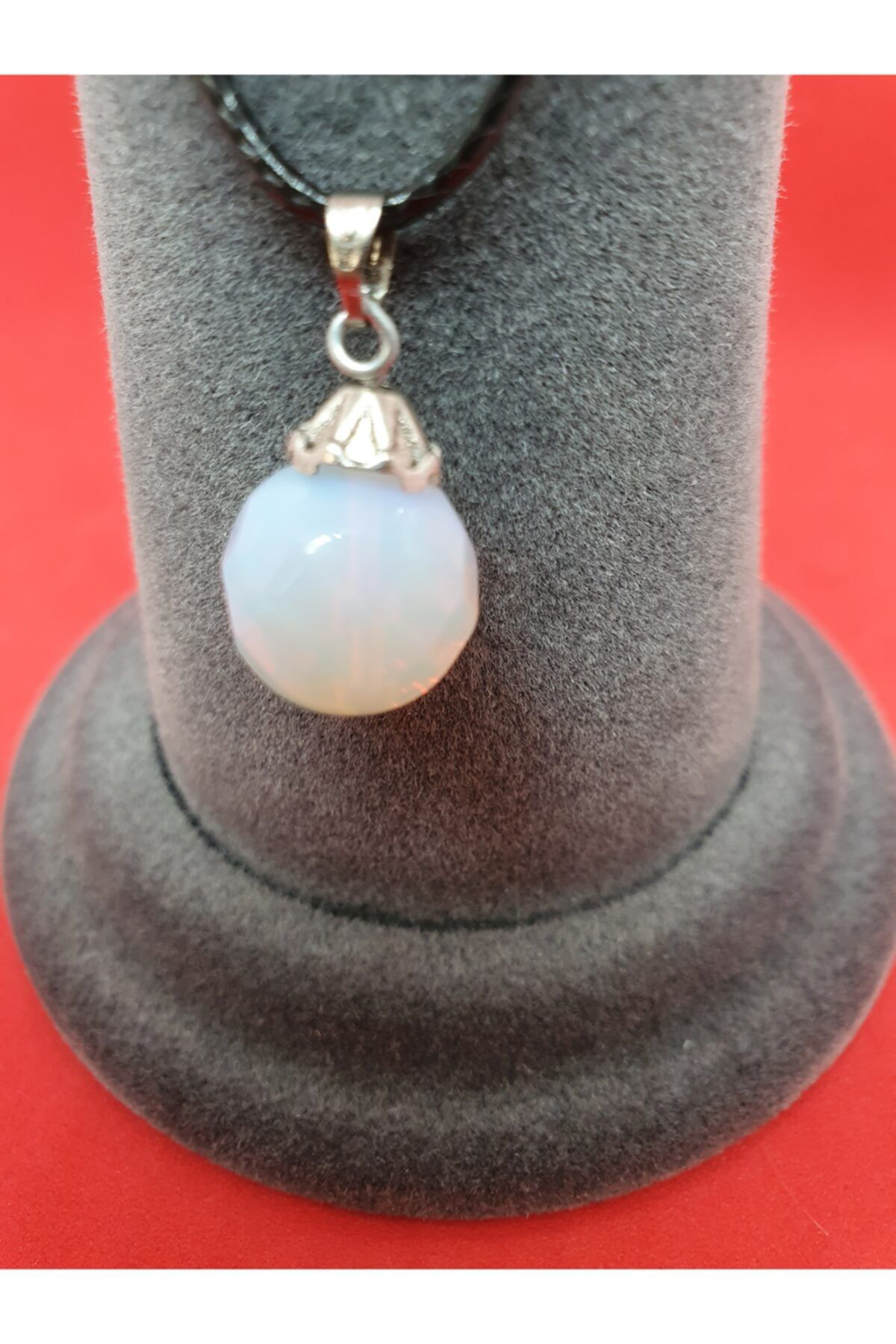 Sertifikalı Opal Doğal Taş Fasetli Kolye 12mm