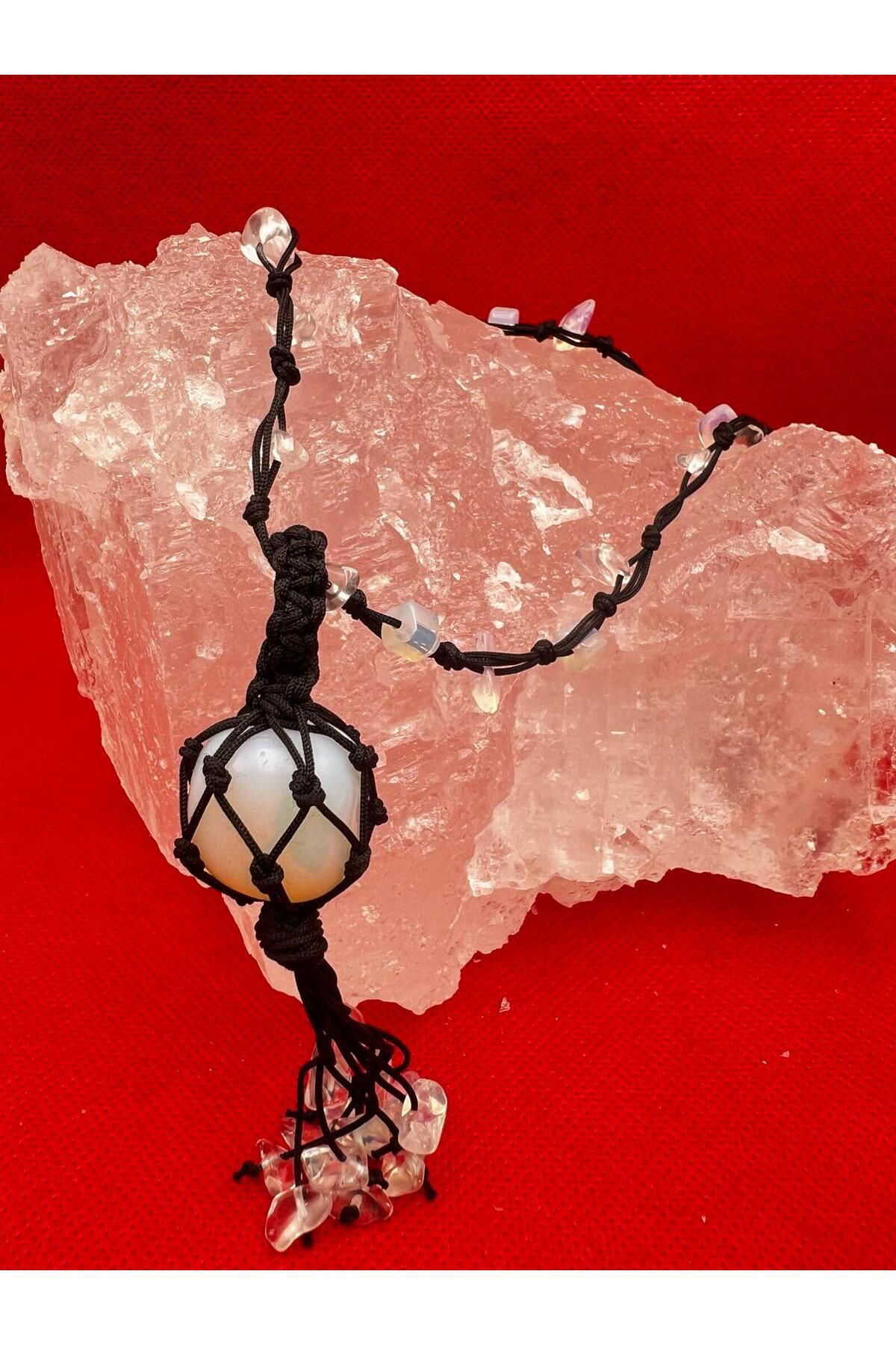 Sertifikalı Opal Doğal Taş Kolye El Yapımı Handmade A Kalite