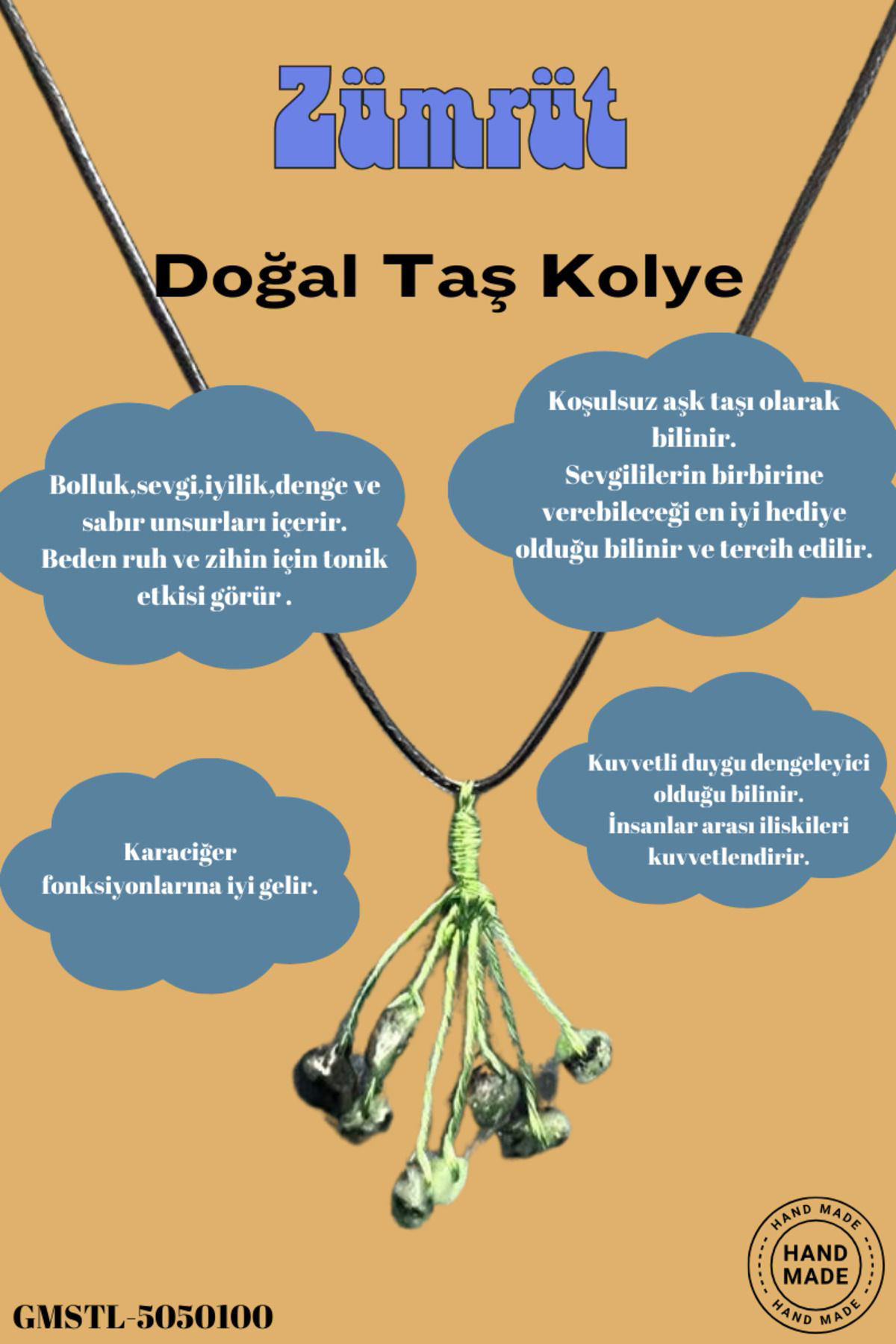 Gümüştel El Sanatlari Sertifikali Orijinal Doğal Taş Zümrüt Taşi El Yapimi Bakir Tel Sa