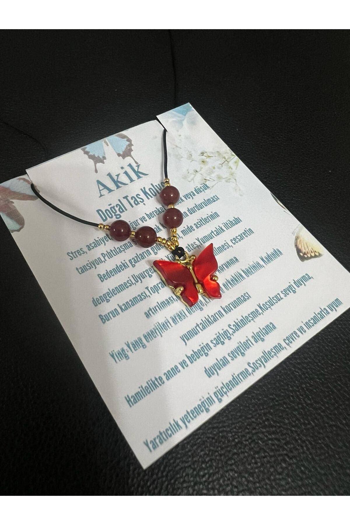 Sertifikalı Orijinal Akik & Sedef Doğal Taş Kolye Kelebek Detaylı Sertifikalı Orijinal Akik & Sedef Doğal Taş Kolye Kelebek Detaylı