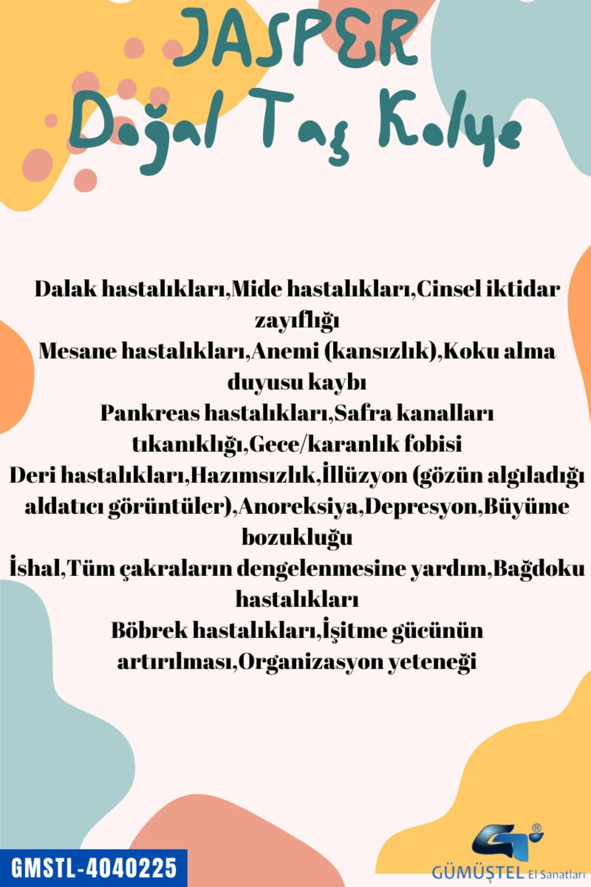 Sertifikalı Orijinal Işlenmemiş Doğal Taş Jasper Kolye Sürpriz He