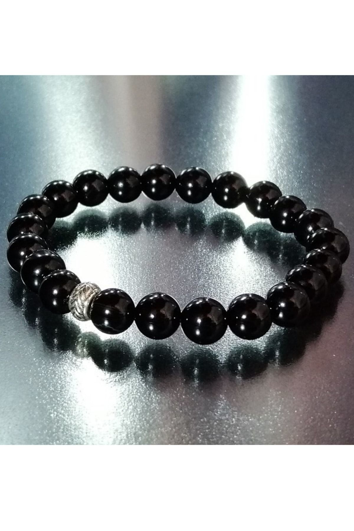 Gümüştel El Sanatlari Sertifikali Orijinal Doğal Taş Parlak Oniks Taşi Bileklik