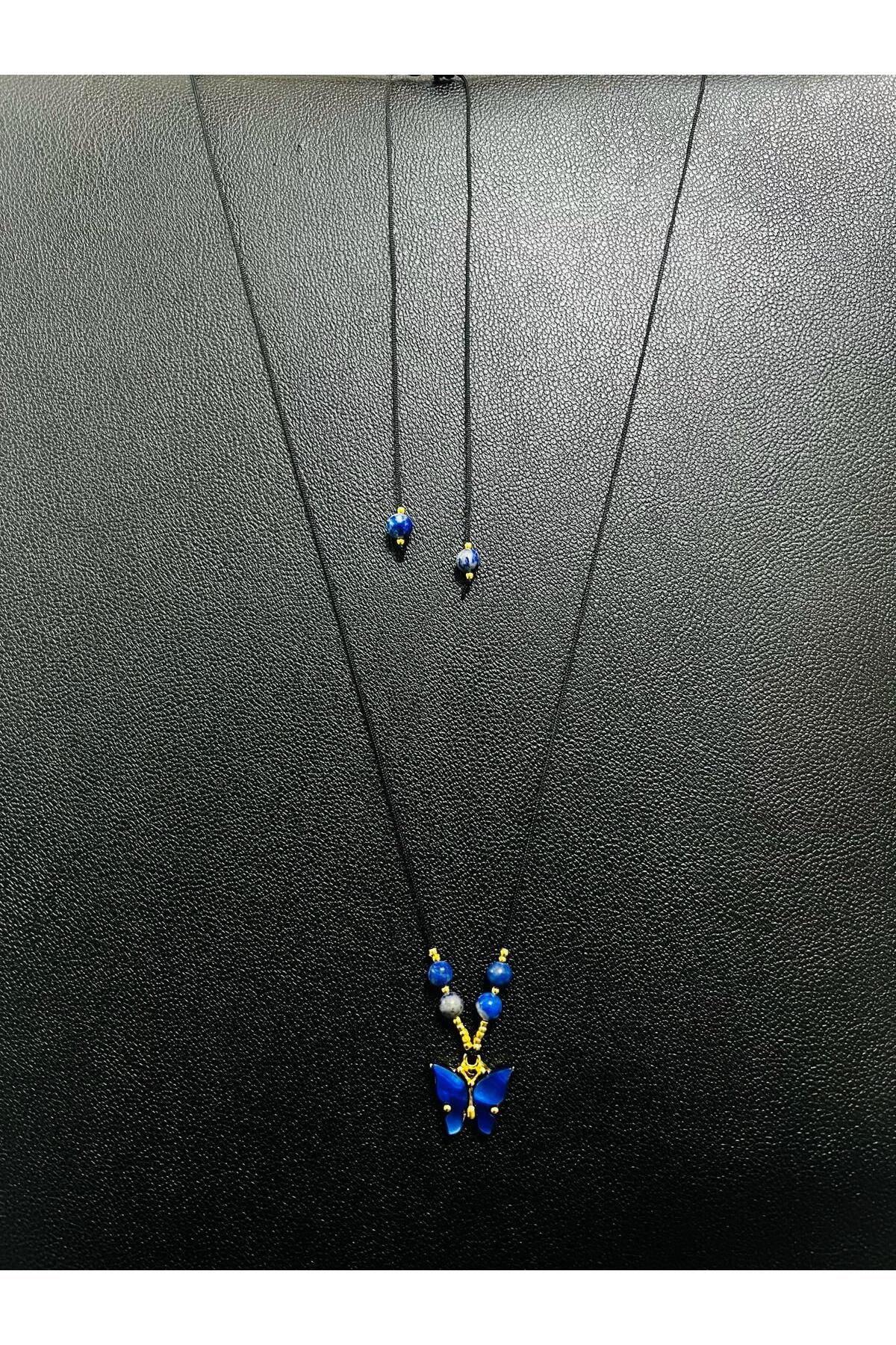 Sertifikalı Orijinal Lapis Lazuli & Sedef Doğal Taş Kolye Kelebek Sertifikalı Orijinal Lapis Lazuli & Sedef Doğal Taş Kolye Kelebek