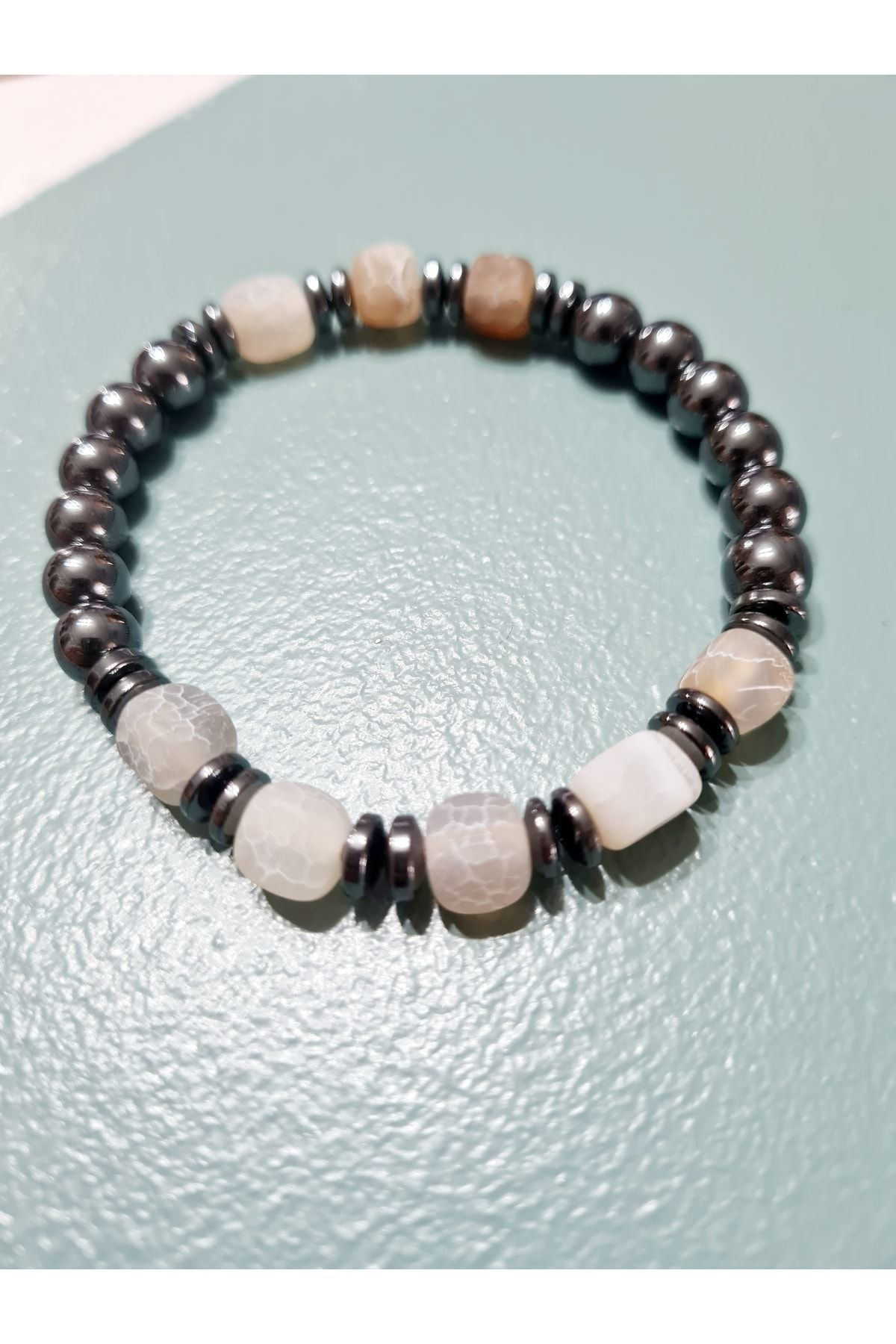 Sertifikalı Orijinal Doğal Taş Bileklik Akik Hematit Sürpriz Hedi