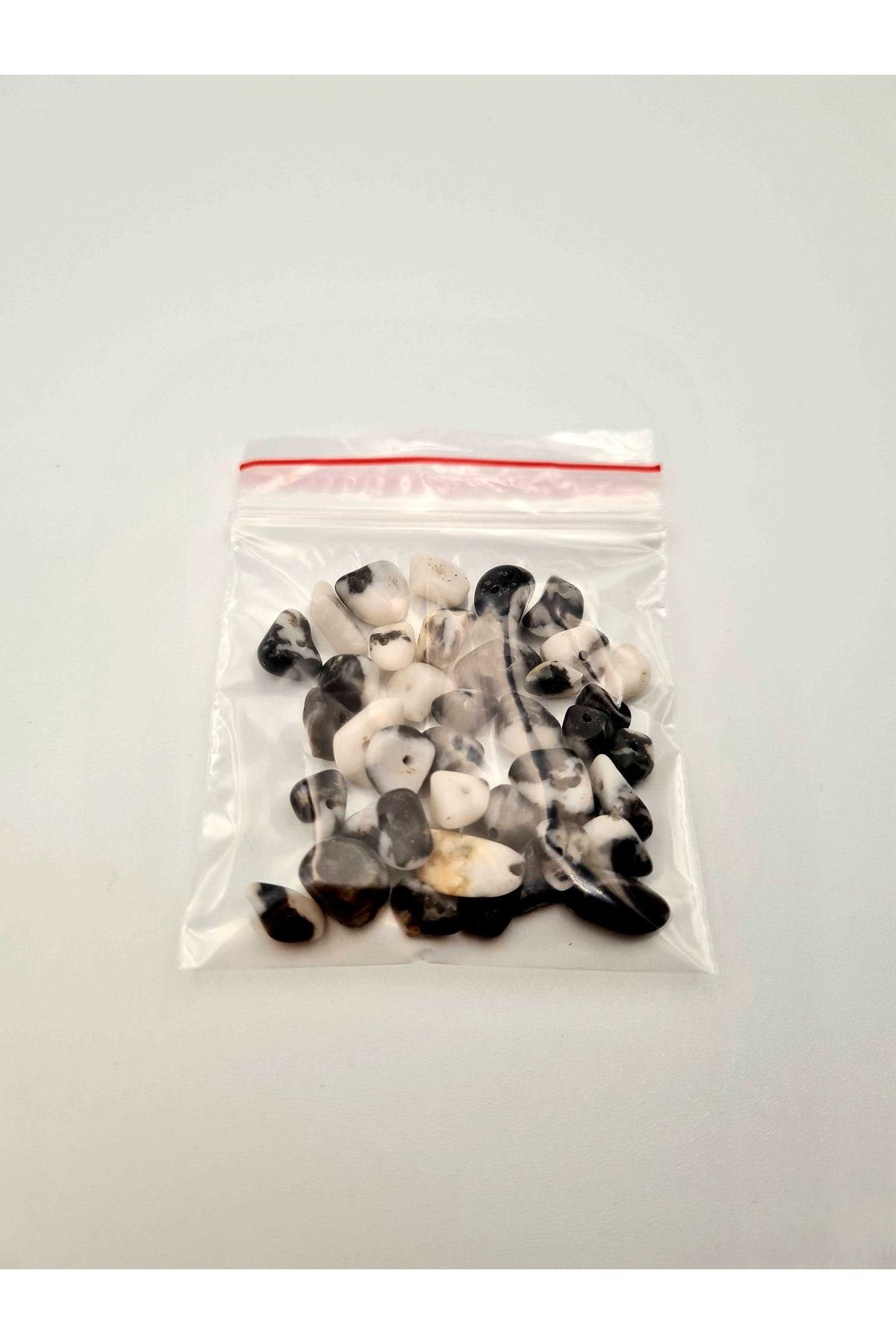 Gümüştel El Sanatlari Sertifikali Panda Jasper Kirik Doğal Taş 10 Gr Delikli Doğal Taş