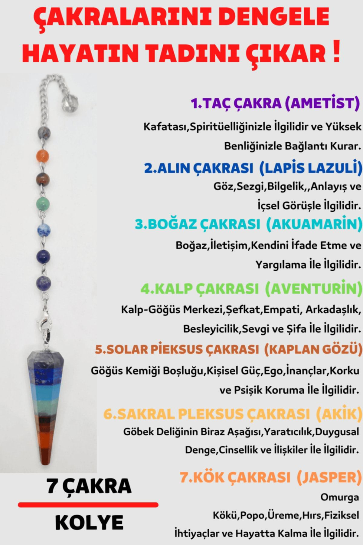 Sertifikalı Pandül Kesim 7 Çakra Doğal Taş Kadın Kolye Sarkaç Öze