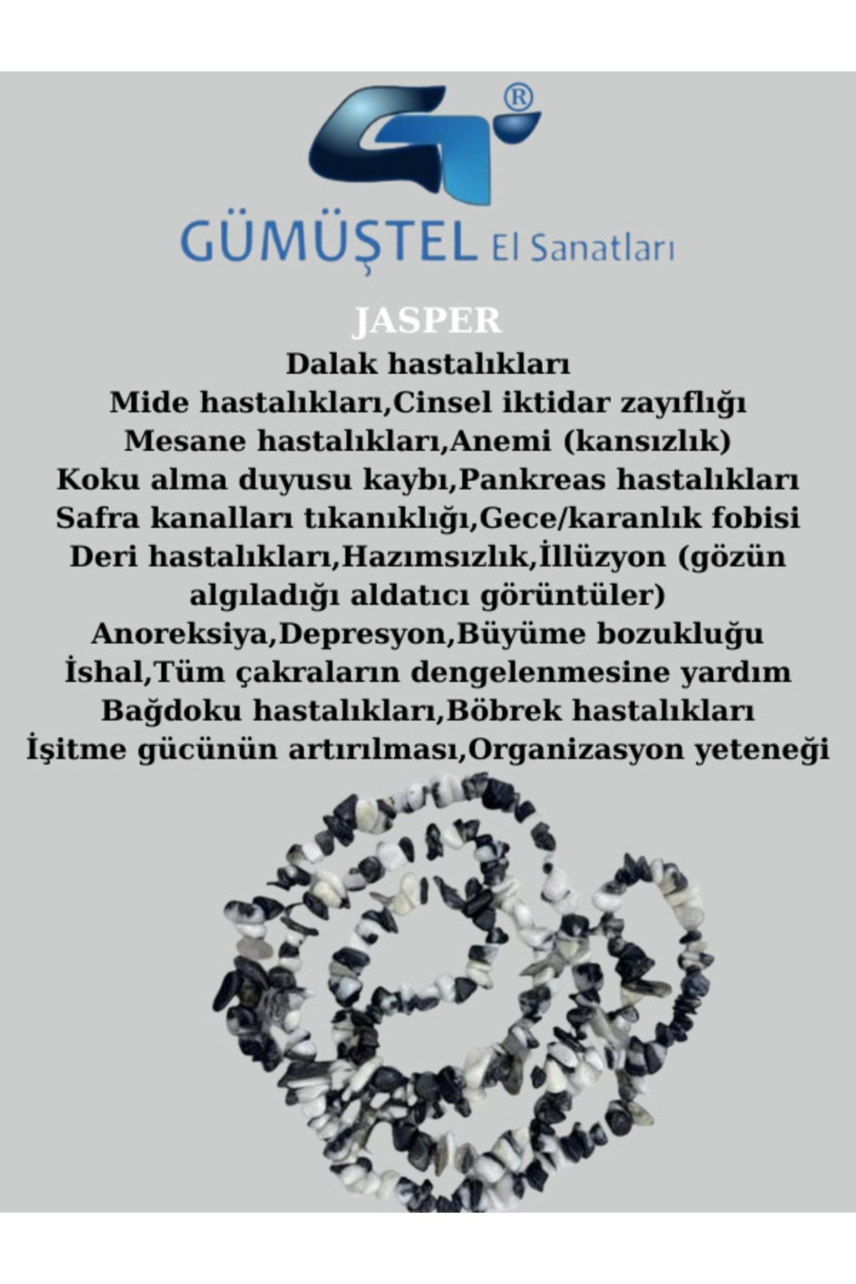 Gümüştel El Sanatlari Sertifikali Panda Jasper Kirik Doğal Taş - 20 Gr Delikli