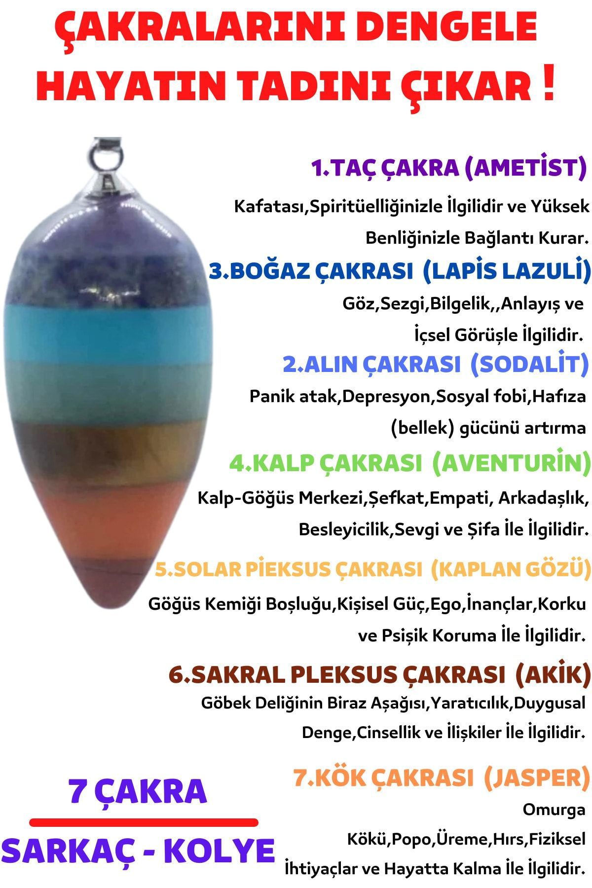 Sertifikalı Pandül Kesim 7 Çakra Doğal Taş Kadın Kolye Sertifikalı Pandül Kesim 7 Çakra Doğal Taş Kadın Kolye