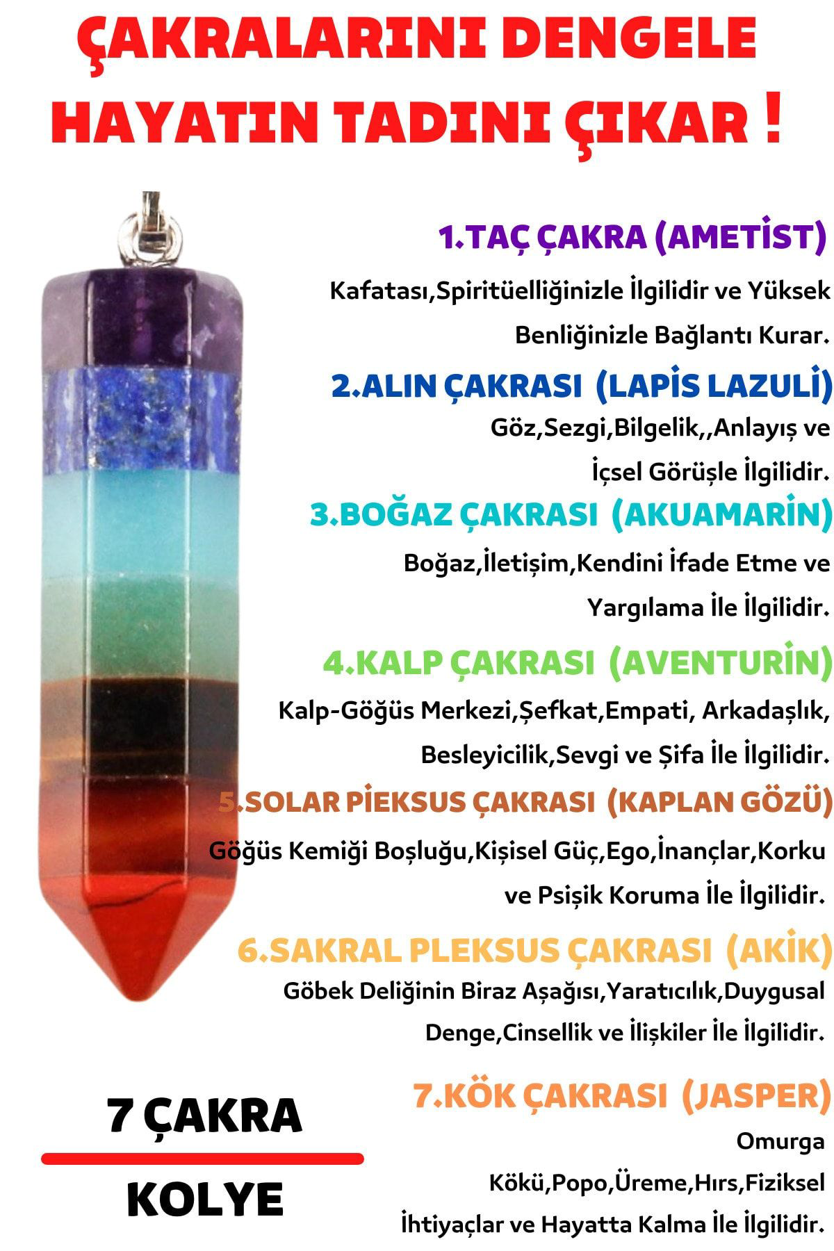 Sertifikalı Pandül Kesim 7 Çakra Doğal Taş Kadın Kolye