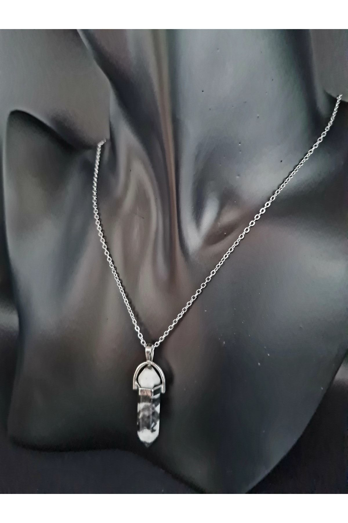 Sertifikalı Panda Jasper Doğal Taş Pandül Kolye Zincir Dahil