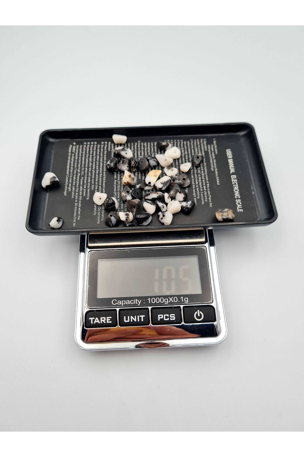 Sertifikalı Panda Jasper Kırık Doğal Taş 10 gr Delikli Doğal Taş