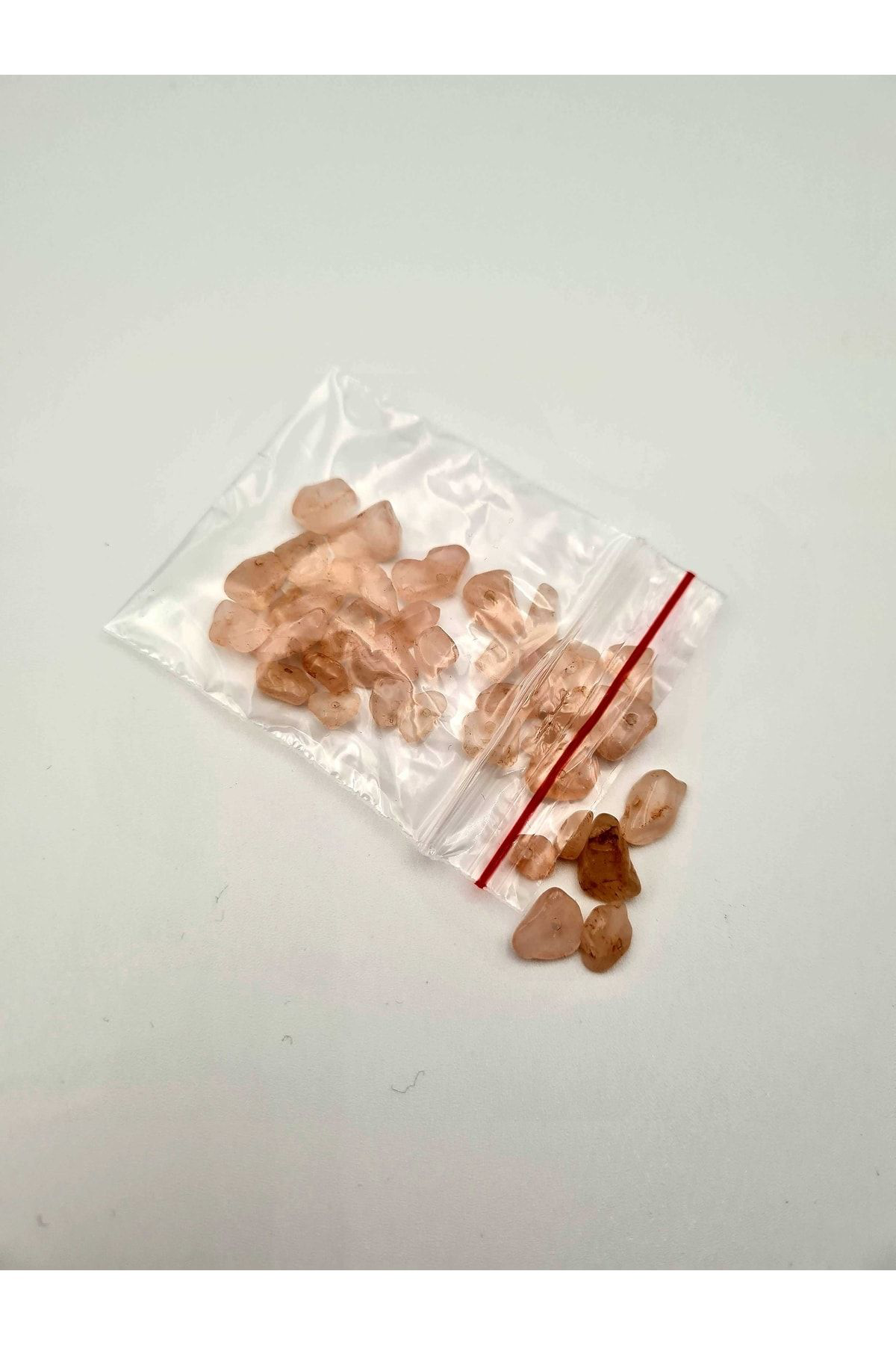 Sertifikalı Pembe Kuvars Kırık Doğal Taş - 10 gr Delikli Doğal Ta